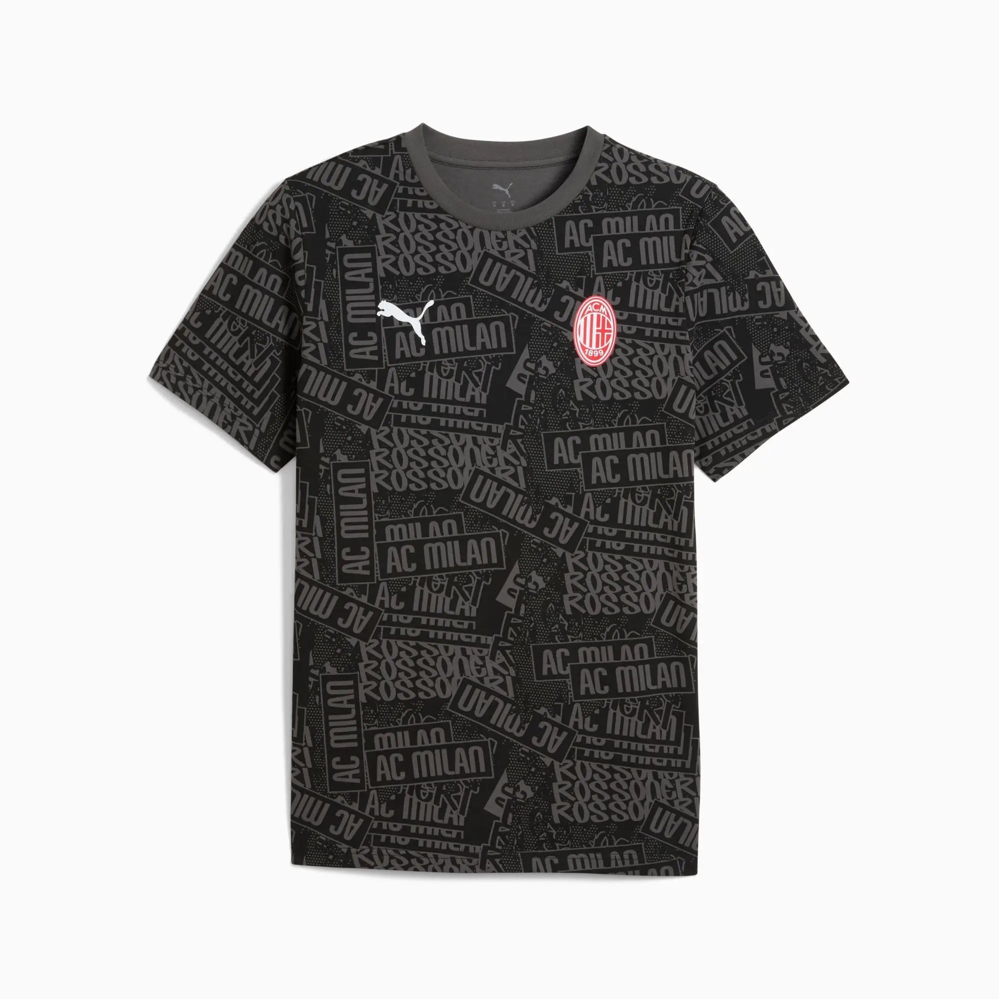 PUMA AC Milan Ftblculture All-Over Print T-Shirt Men, Black/For All Time Red, size 3XL