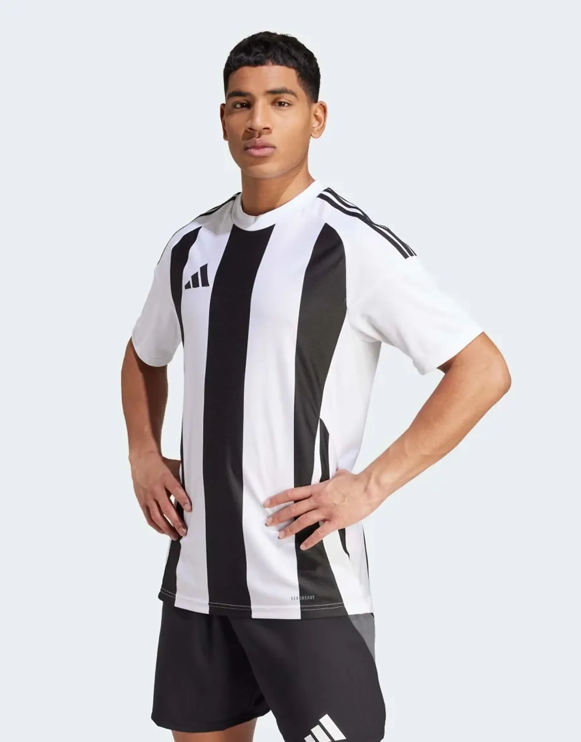Adidas Performance Striped 24 Jersey In White / Black