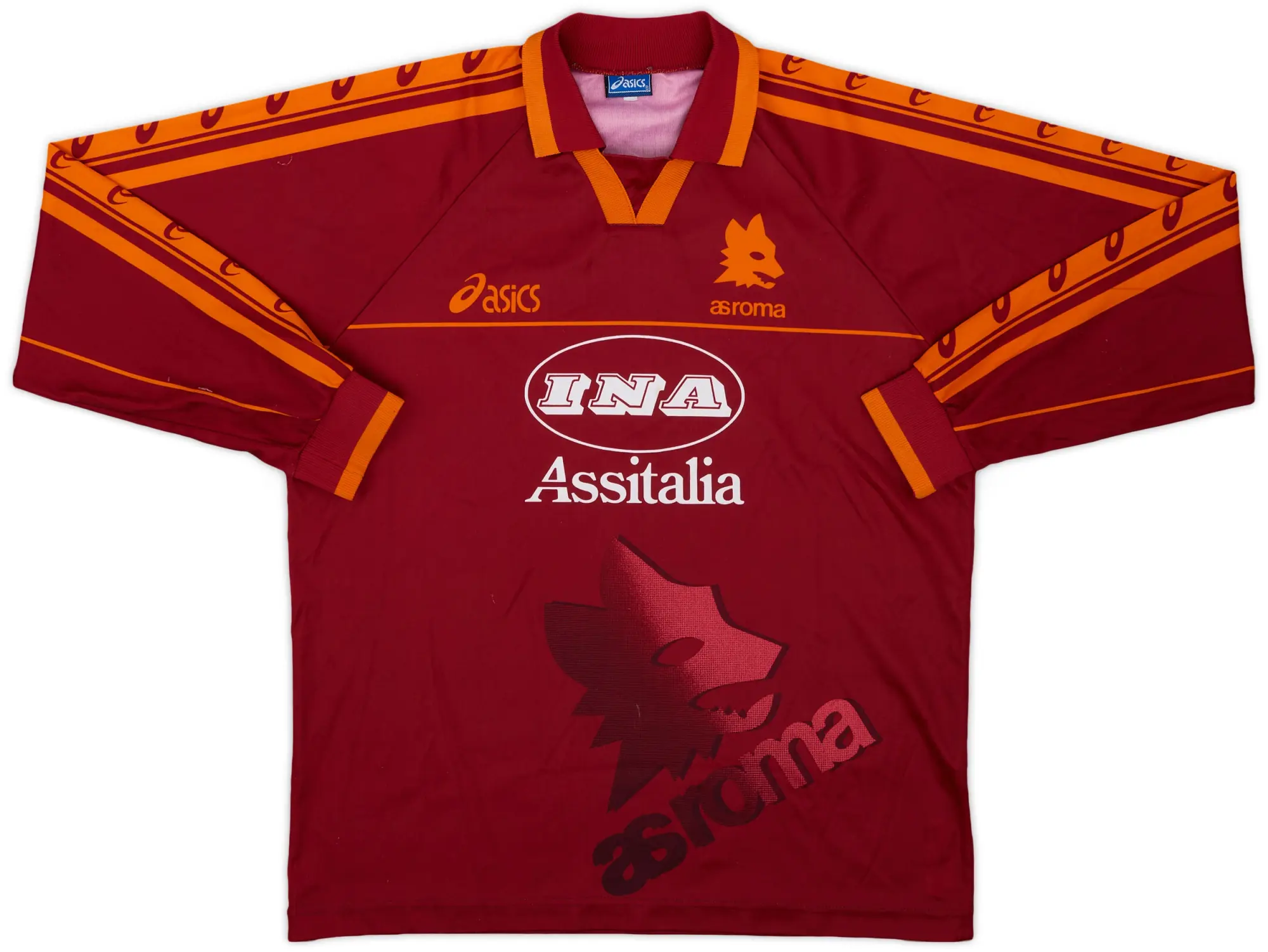1995-96 Roma Home L/S Shirt - 8/10 - (L.Boys)