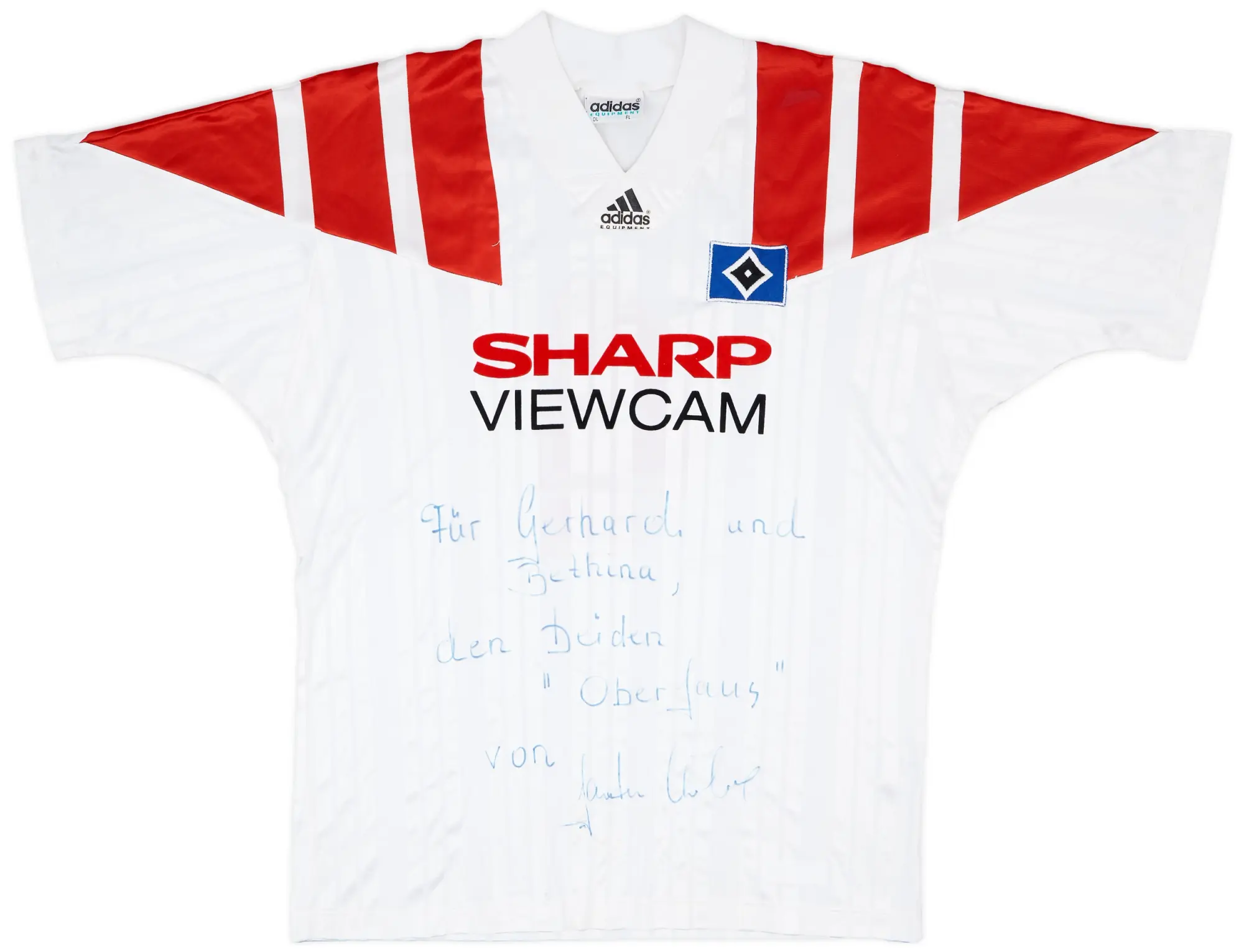 1993-94 Hamburg Match Issue Signed Home Shirt #4 (Kober)