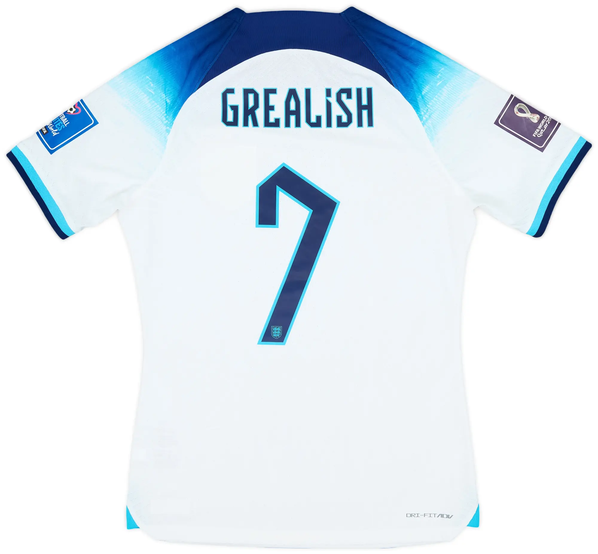 2022-23 England Player Issue World Cup Home Shirt Grealish #7
