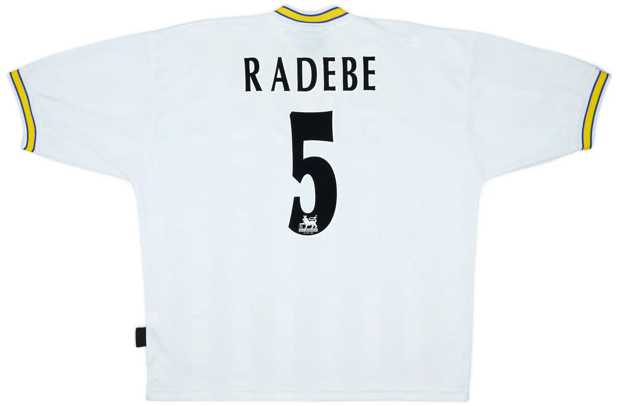 1996-98 Leeds United Home Shirt Radebe #5 - 8/10 - (XL)