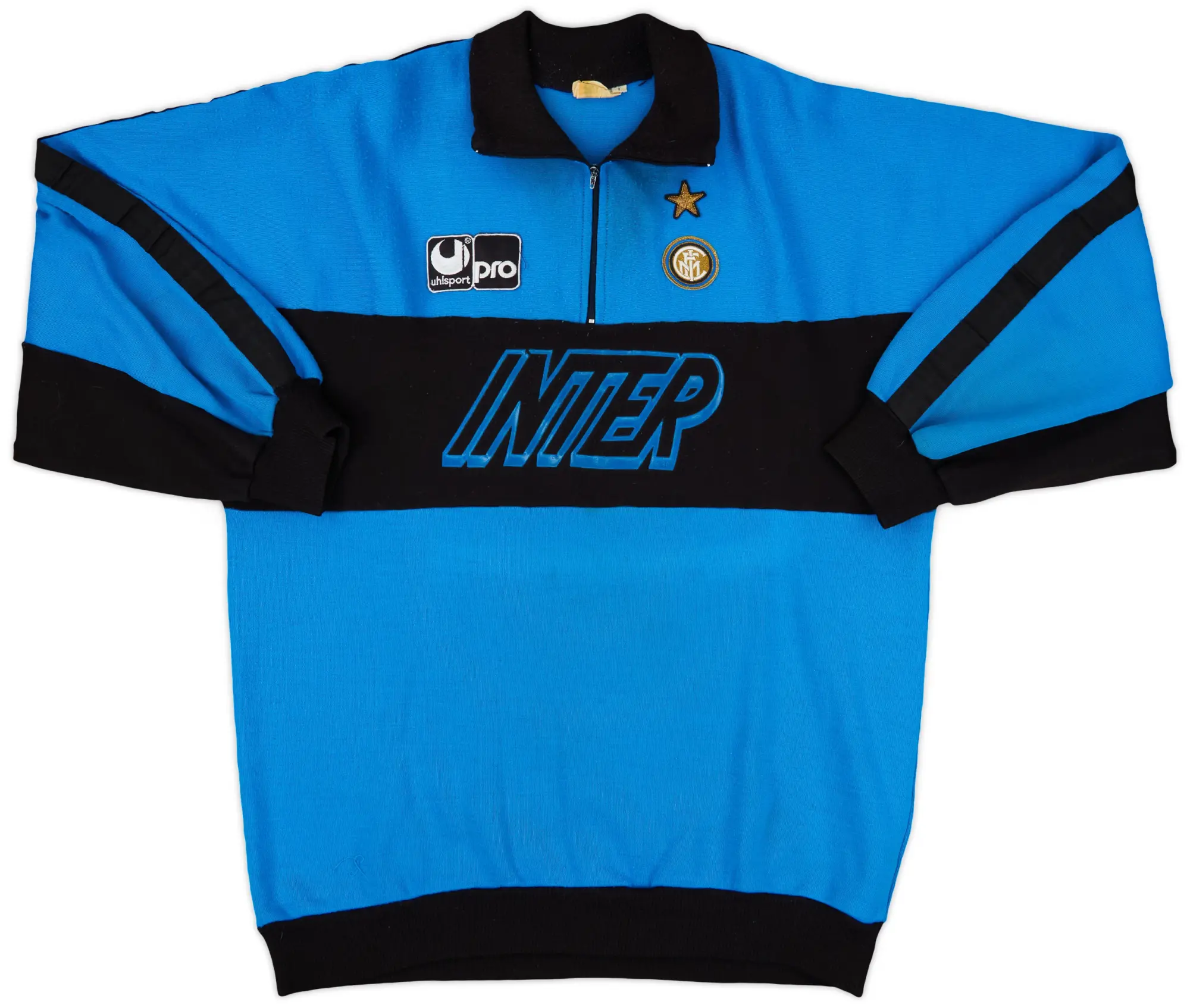 1990-91 Inter Milan UHLSport 1/4 Zip Sweat Top - 7/10 - (L)