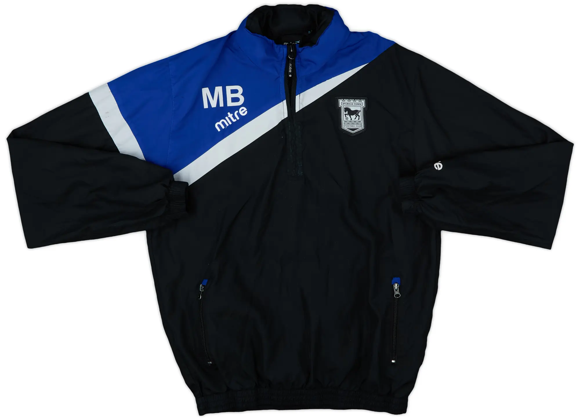 2008-09 Ipswich Mitre Staff Issue 1/4 Zip Drill Top MB - 6/10 - (L)