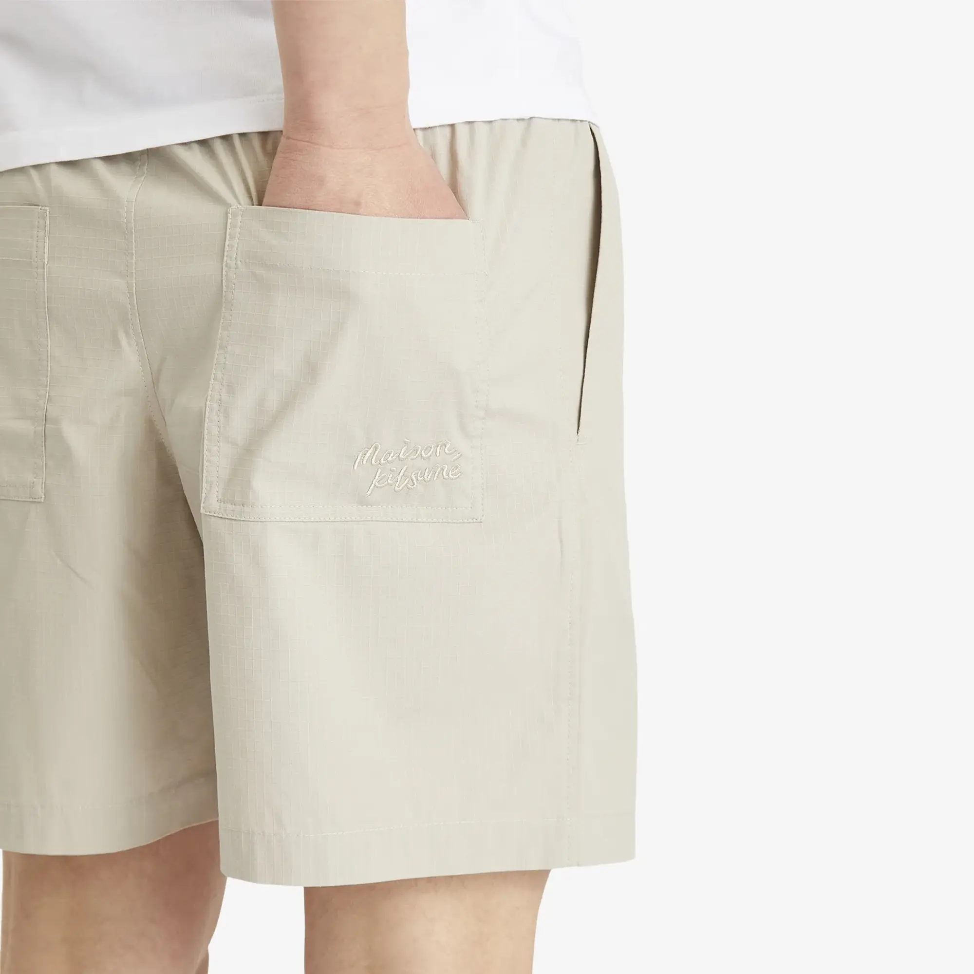Maison Kitsune Handwriting Ripstop Shorts Truffle