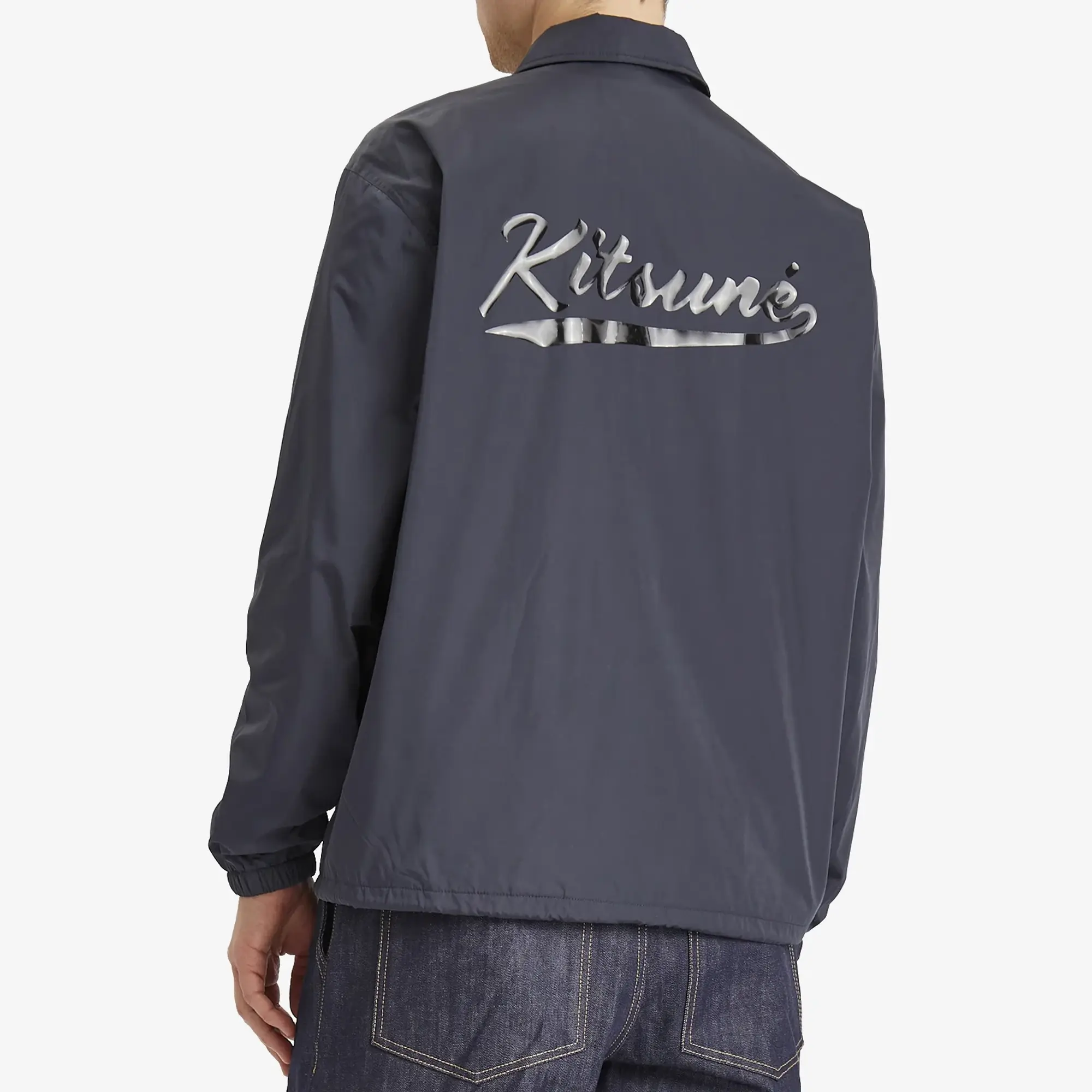 Maison Kitsune Tonal Logo Coach Jacket Slate Grey