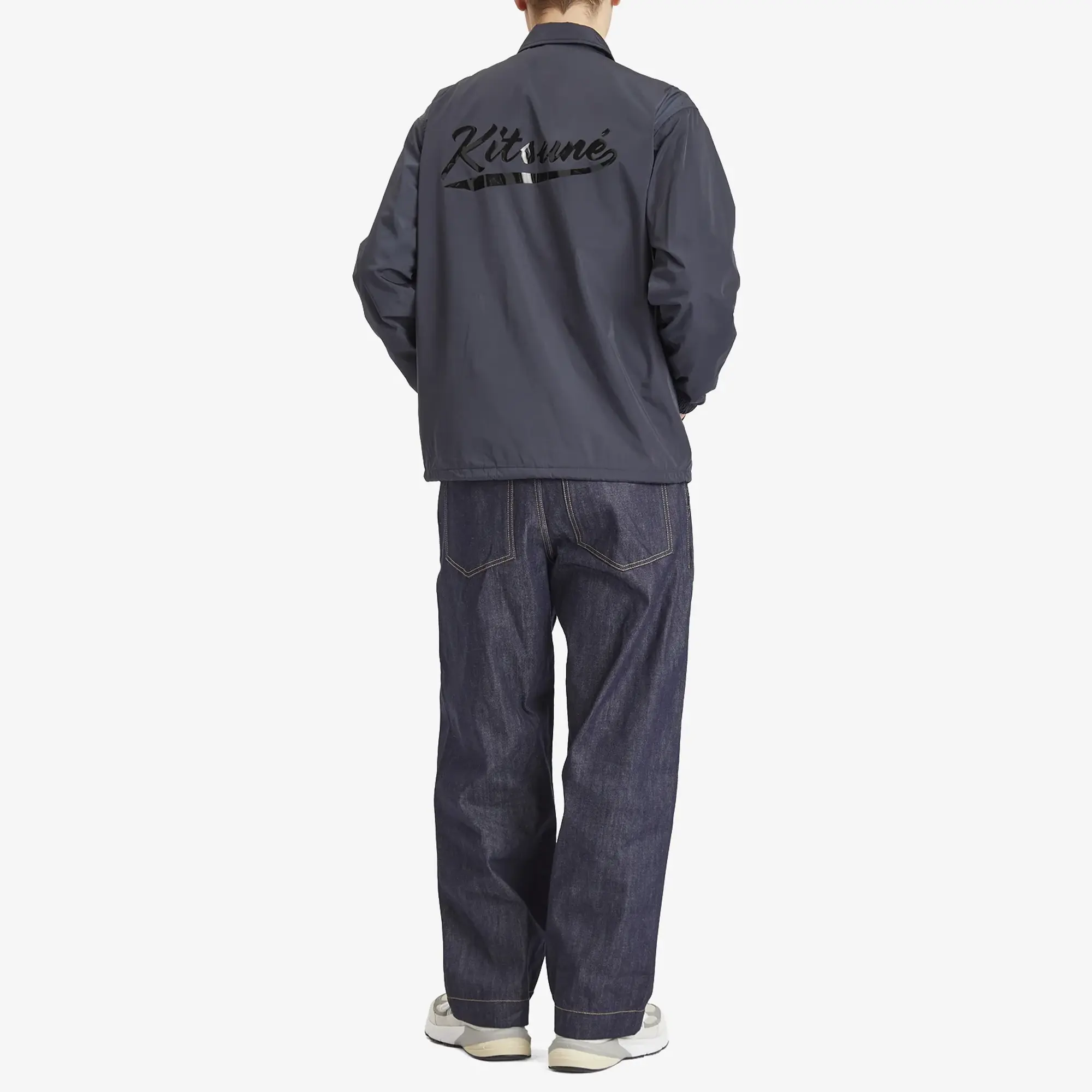 Maison Kitsune Tonal Logo Coach Jacket Slate Grey