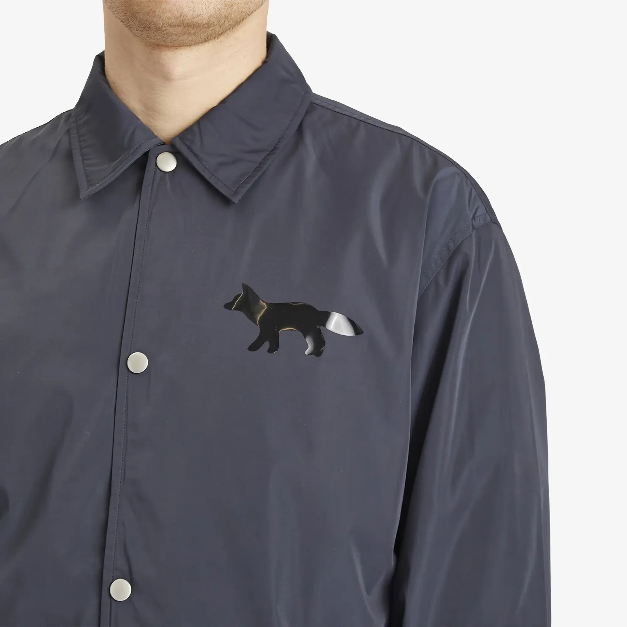 Maison Kitsune Tonal Logo Coach Jacket Slate Grey