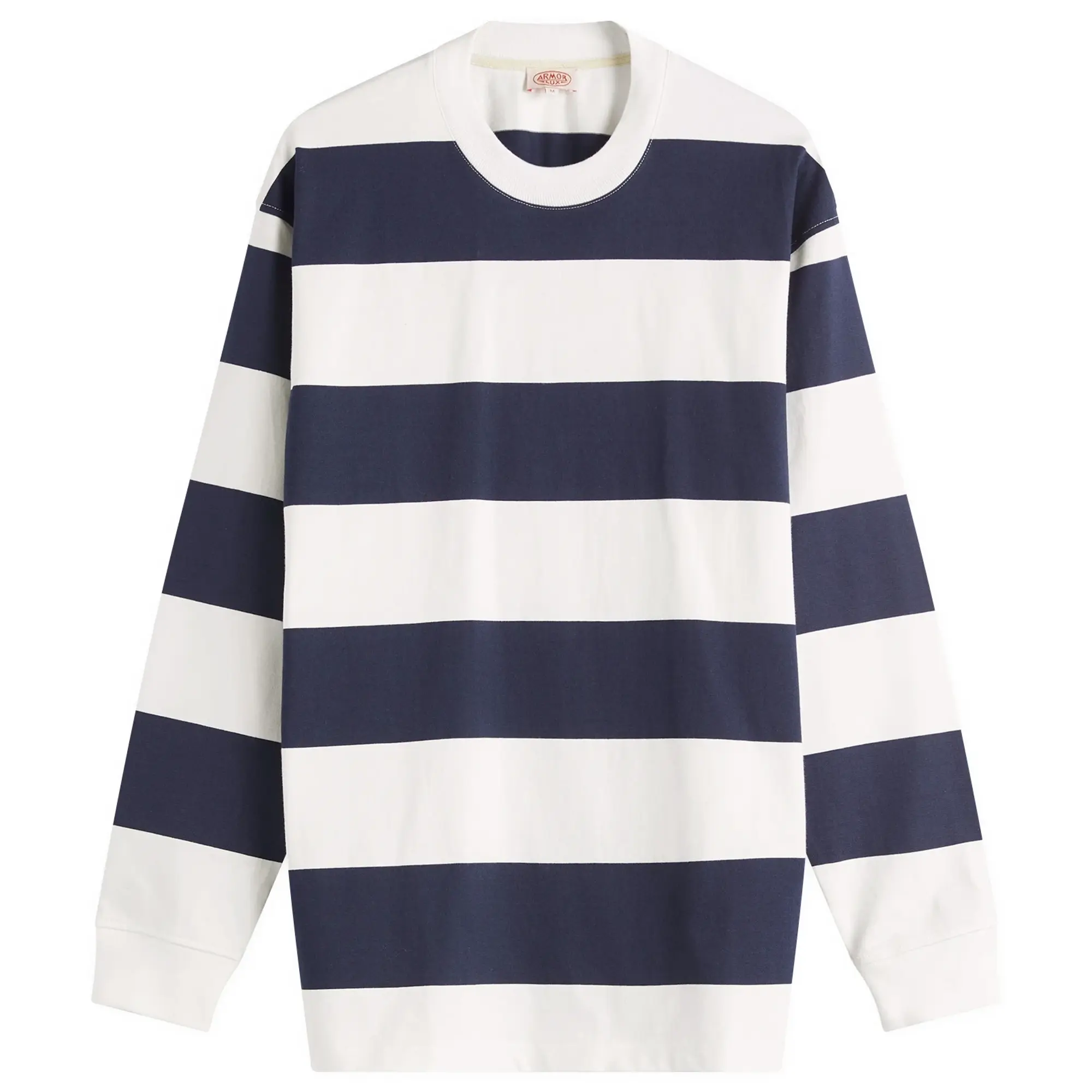 Armor-Lux Men's Wide Stripe Long Sleeve T-Shirt Milk/Marine Deep