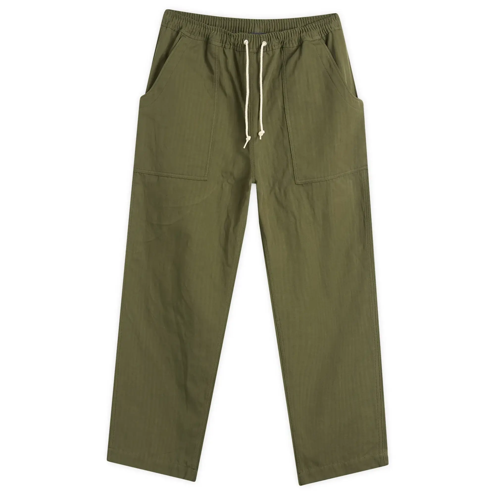 Comme des Garçons Homme Men's Cotton Linen Herringbone Trousers Khaki