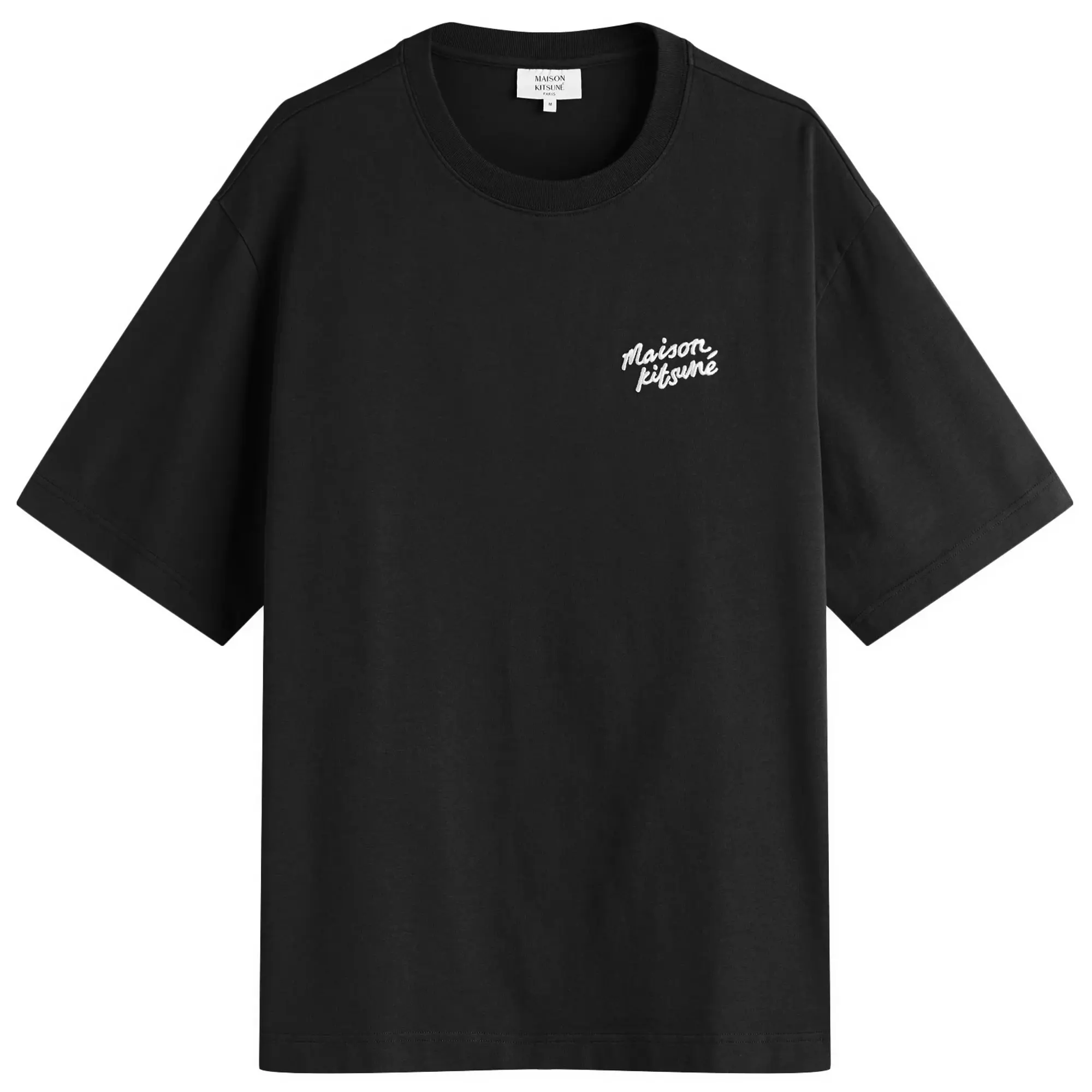 Maison Kitsune Handwriting Embroidery Oversize T-Shirt Black/White