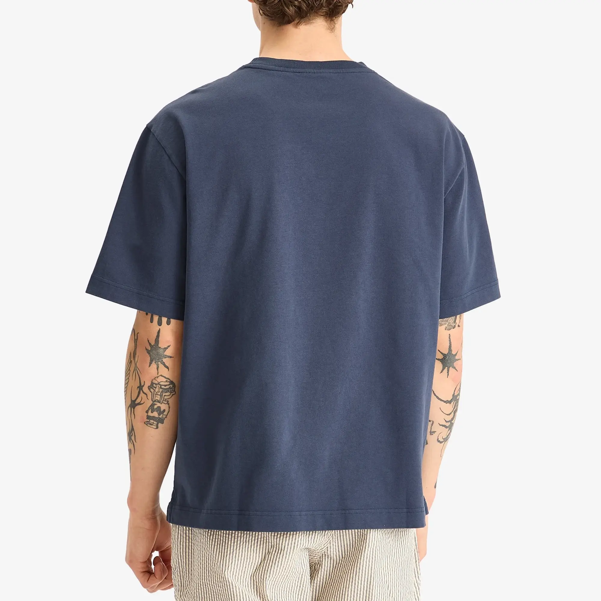 Maison Kitsune Handwriting Embroidery Oversize T-Shirt Ink Blue
