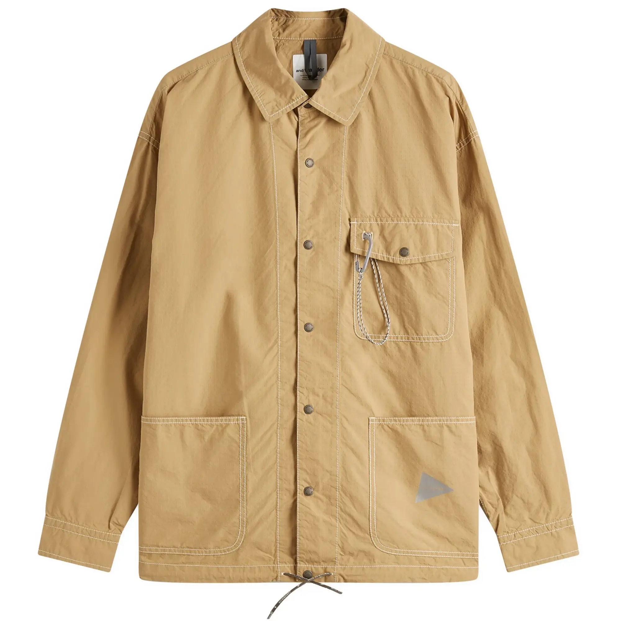 and wander Men's Cordura Cotton Ripstop Shirt Jacket Beige