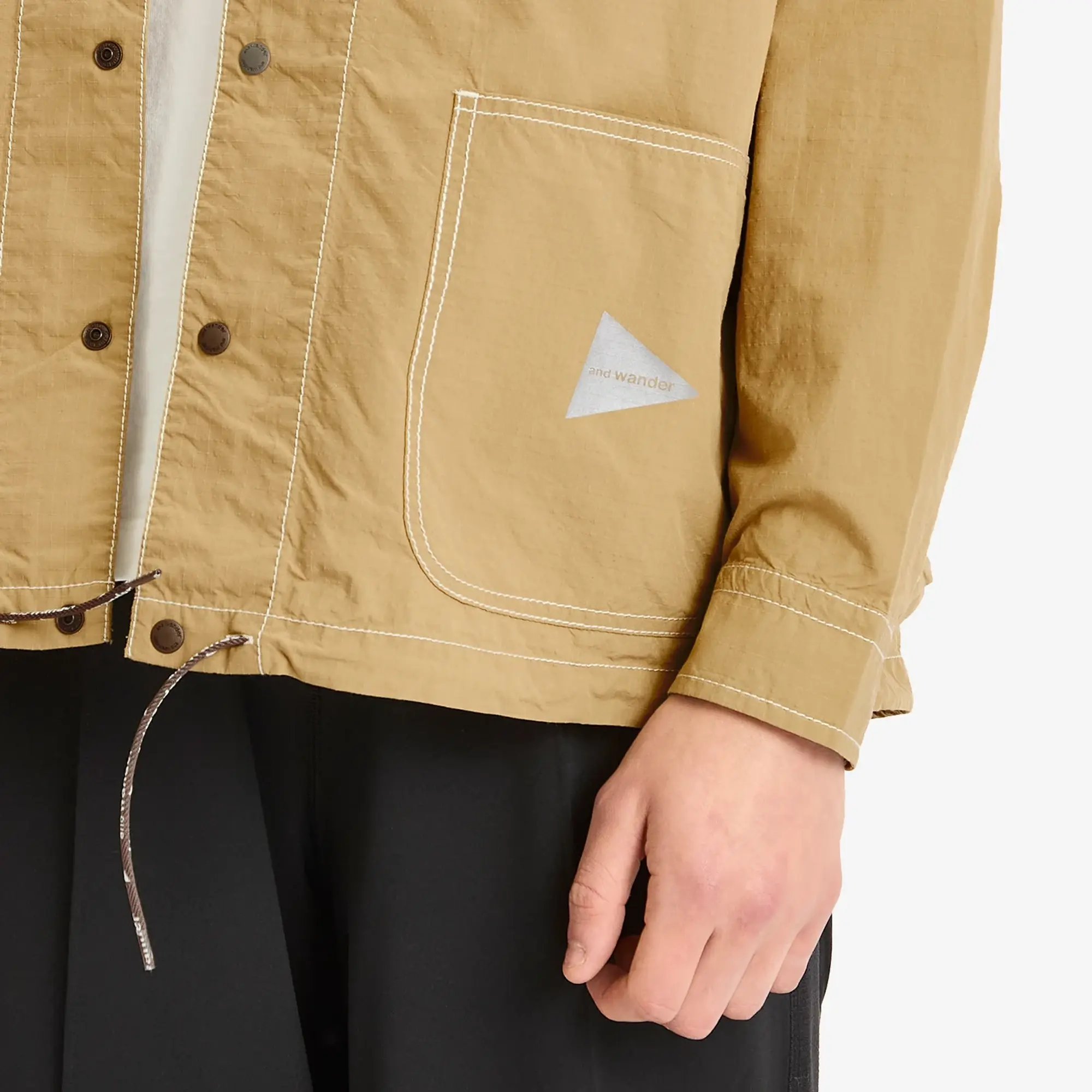 and wander Men's Cordura Cotton Ripstop Shirt Jacket Beige