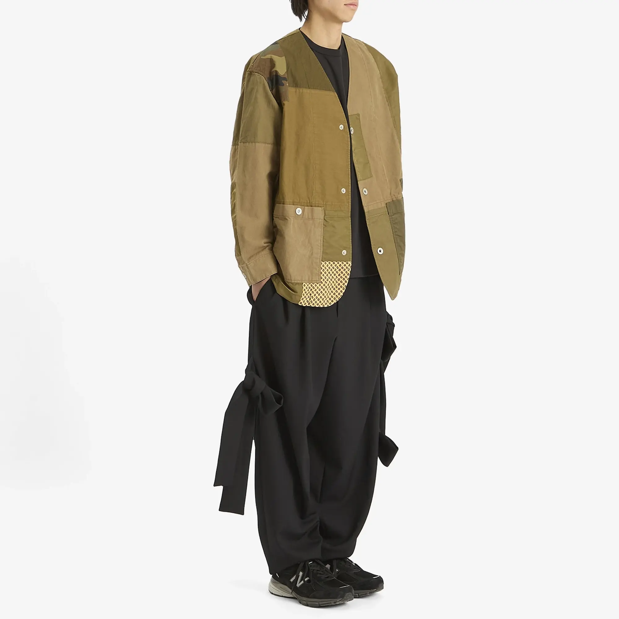 Comme des Garçons Homme Men's Garment Treated Multi Fabric Jacket Khaki