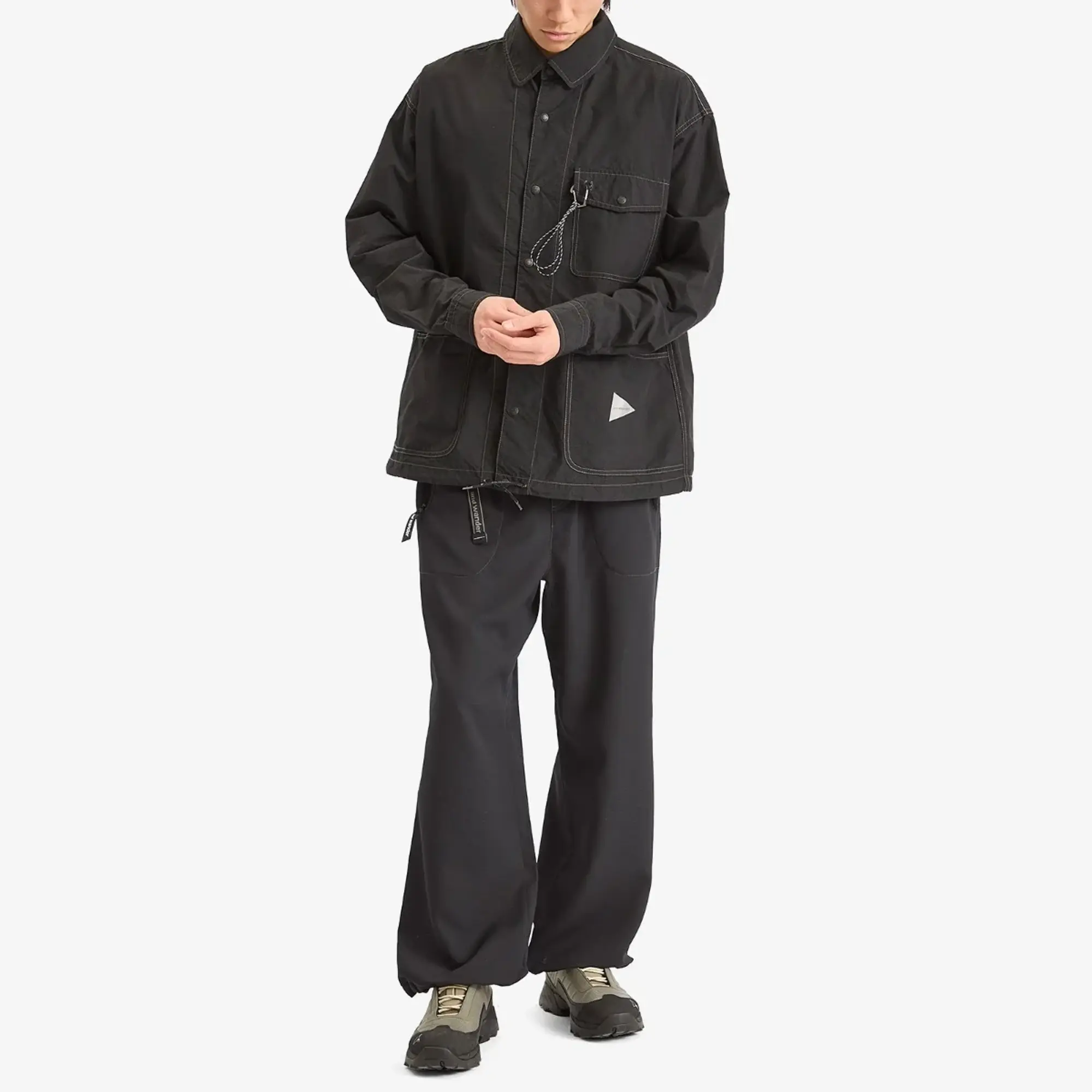 and wander Men's Cordura Cotton Ripstop Shirt Jacket Black
