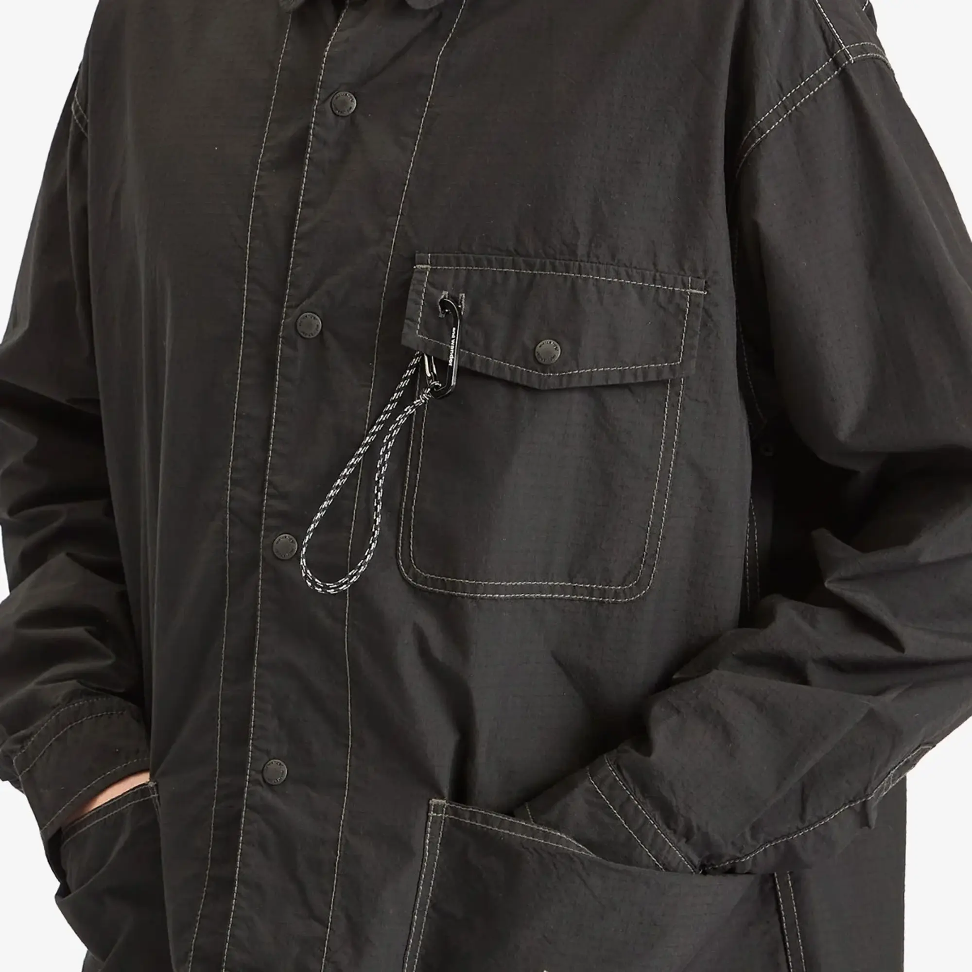 and wander Men's Cordura Cotton Ripstop Shirt Jacket Black