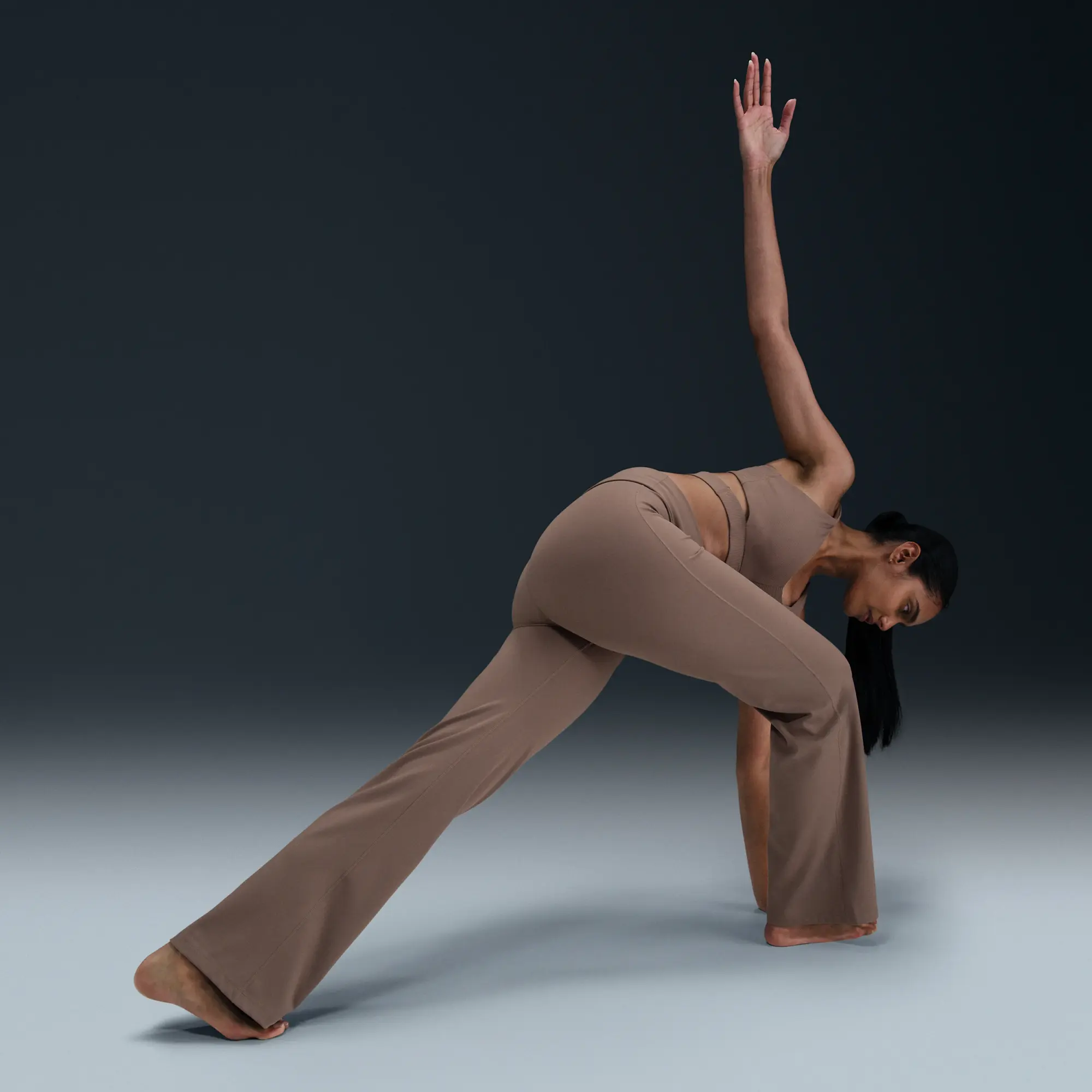 Nike One Training Dri-Fit High Waisted Foldover Leggings In Brown