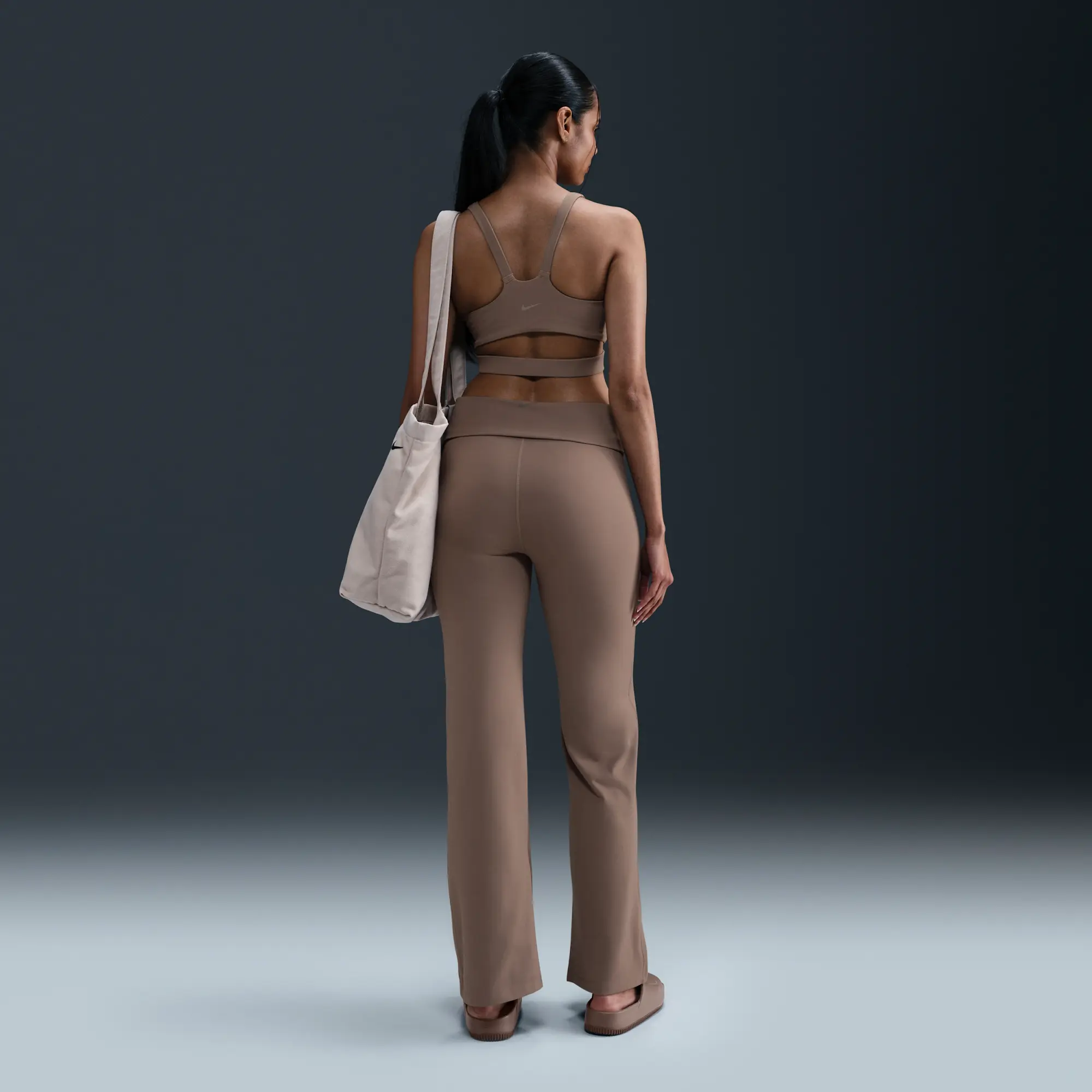 Nike One Training Dri-Fit High Waisted Foldover Leggings In Brown