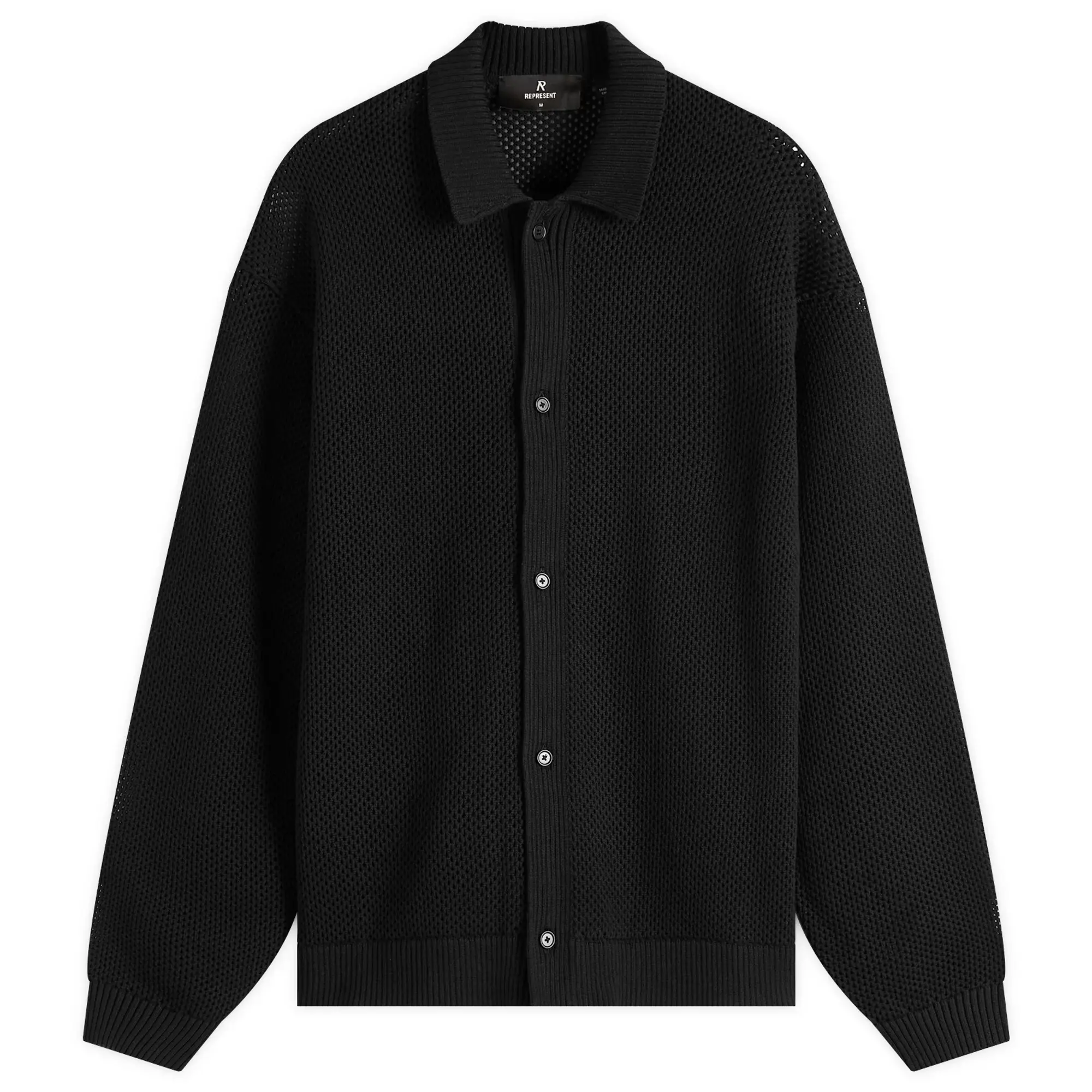 Represent Men's Long Sleeve Mesh Knit Shirt Jet Black