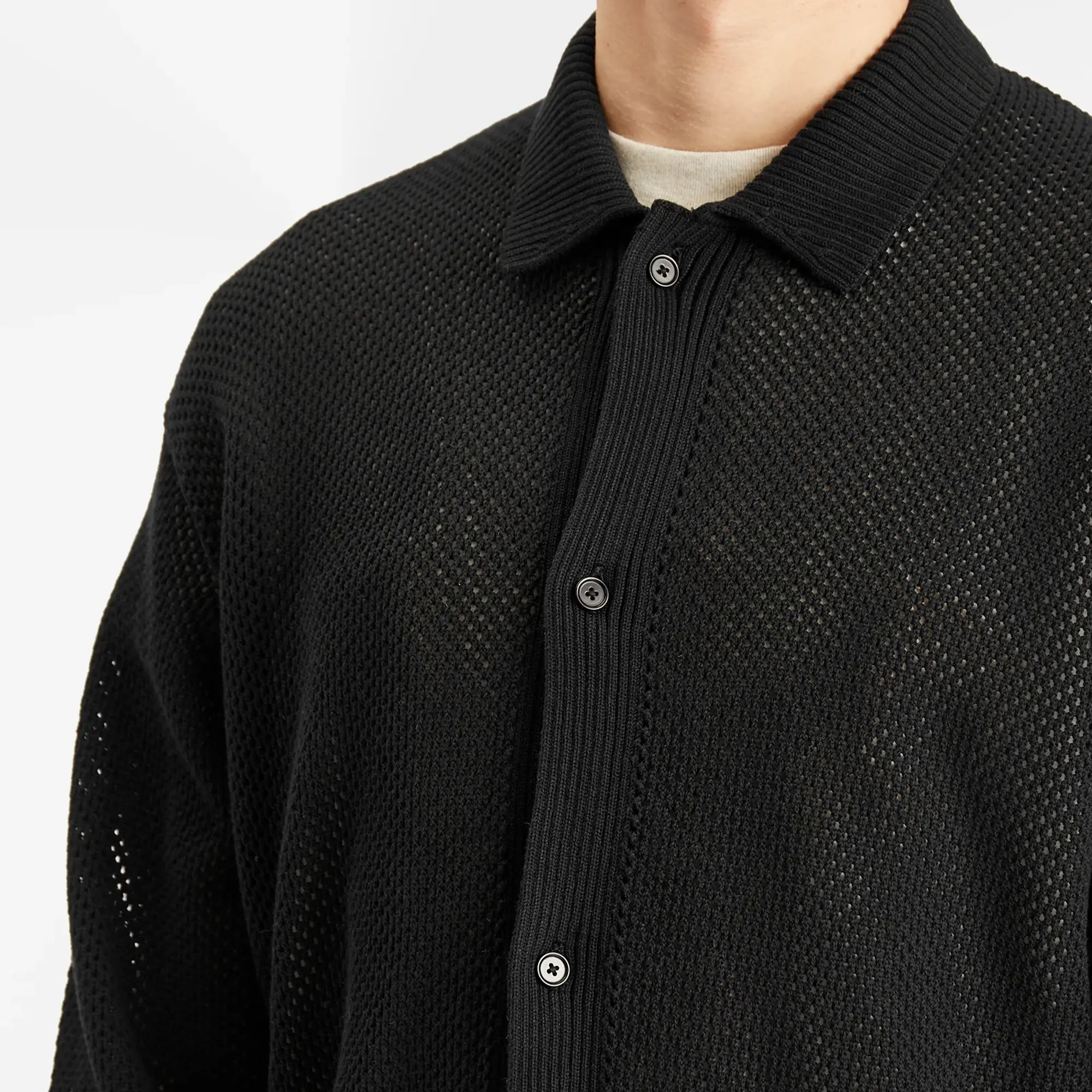 Represent Men's Long Sleeve Mesh Knit Shirt Jet Black