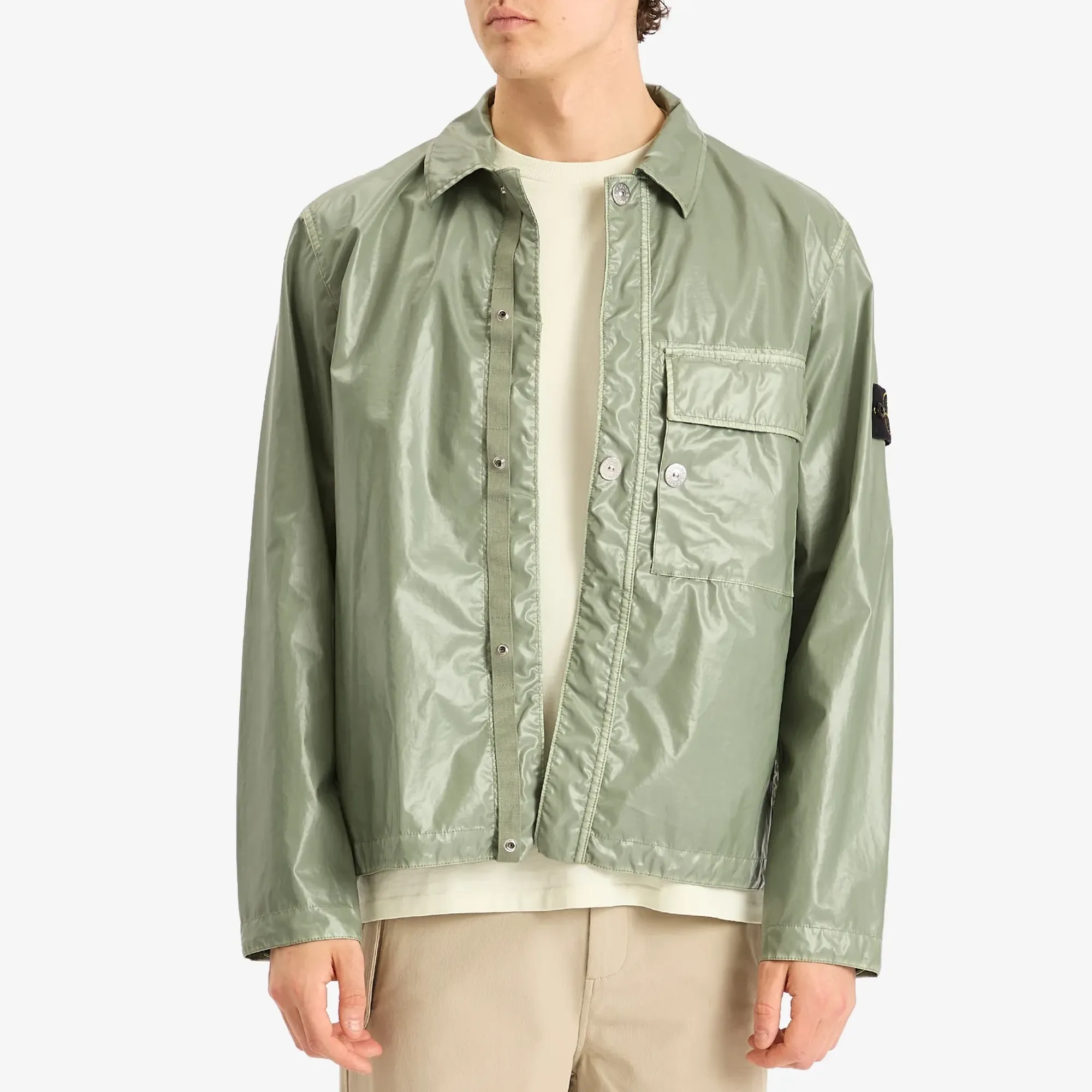 Stone Island Men's Mussola Gommata-TC Shirt Jacket Sage