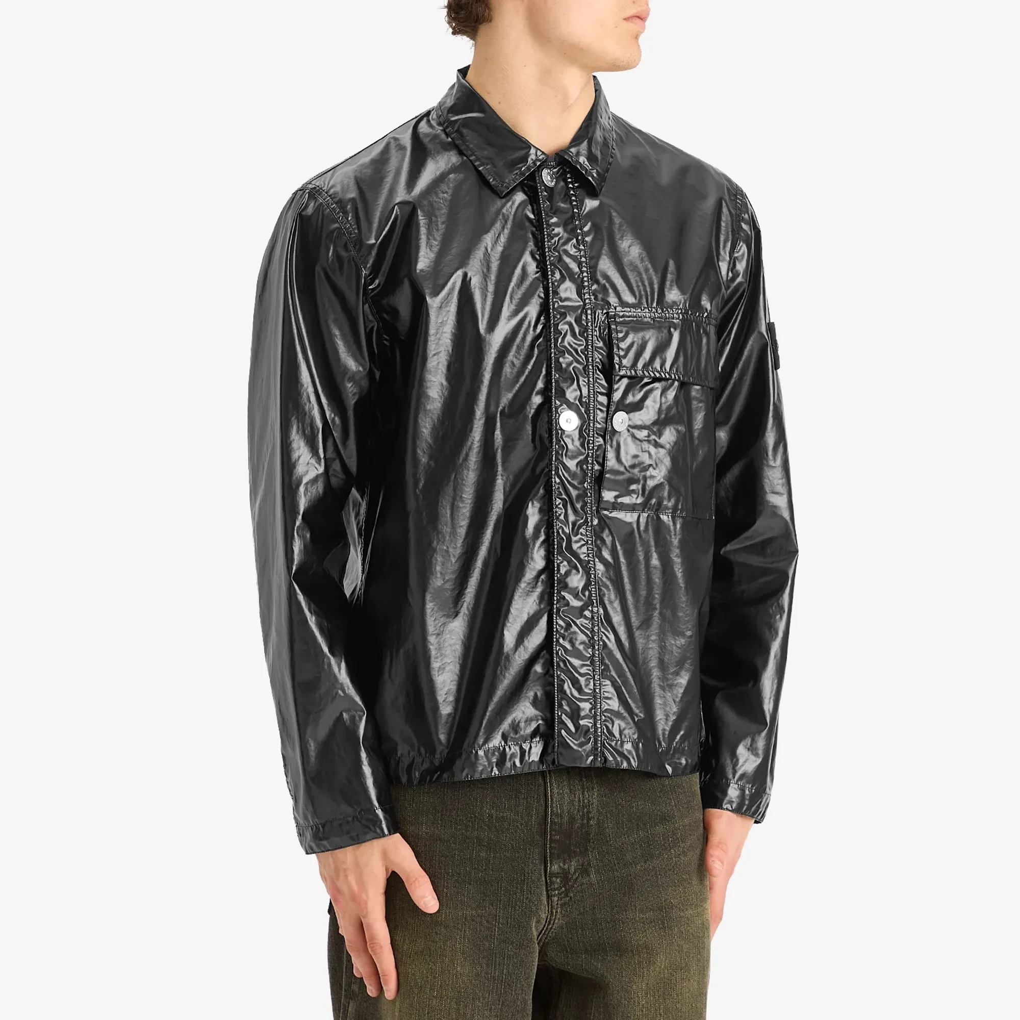 Stone Island Men's Mussola Gommata-TC Shirt Jacket Black