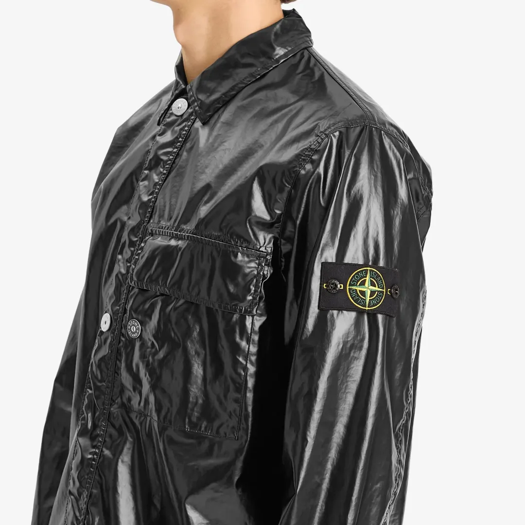 Stone Island Men's Mussola Gommata-TC Shirt Jacket Black