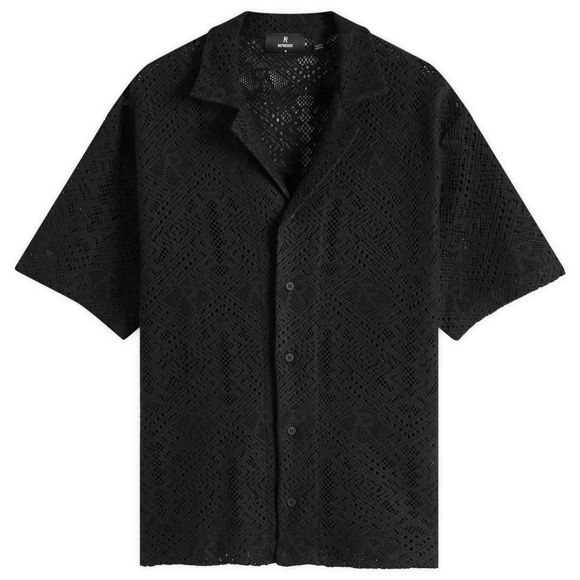 Represent Men's All Over Crochet Shirt Jet Black