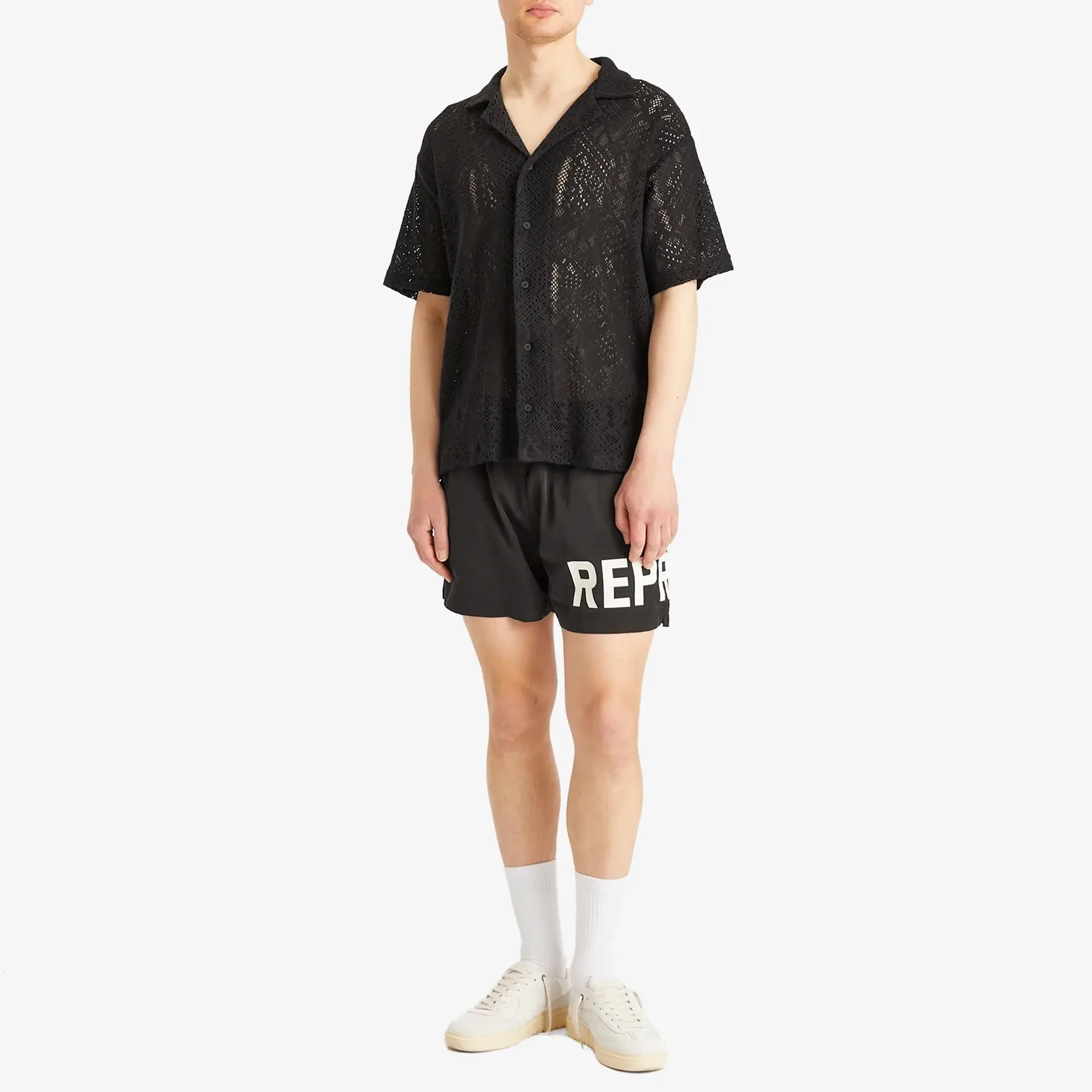 Represent Men's All Over Crochet Shirt Jet Black