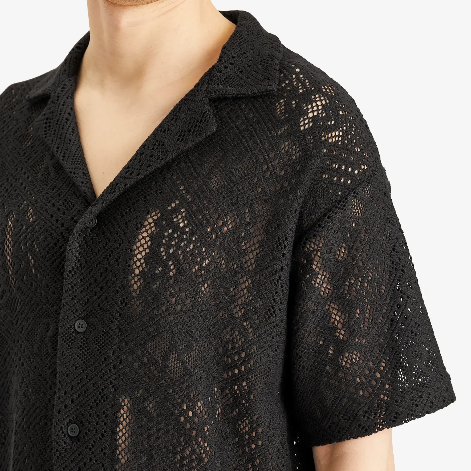 Represent Men's All Over Crochet Shirt Jet Black