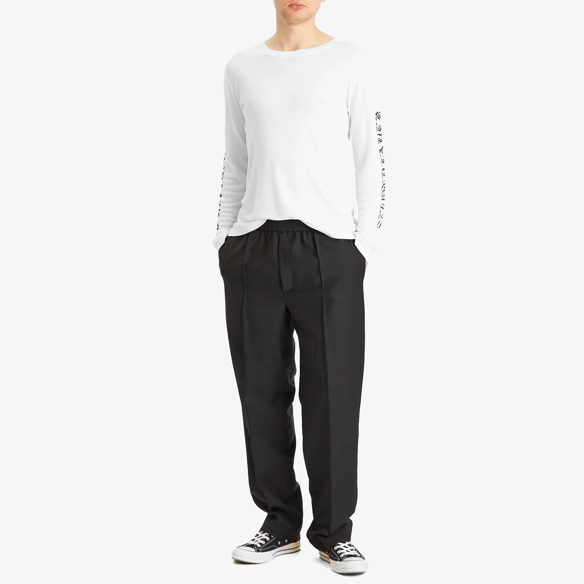 Second/Layer Men's Destroyed Skate Wave Long Sleeve T-Shirt White