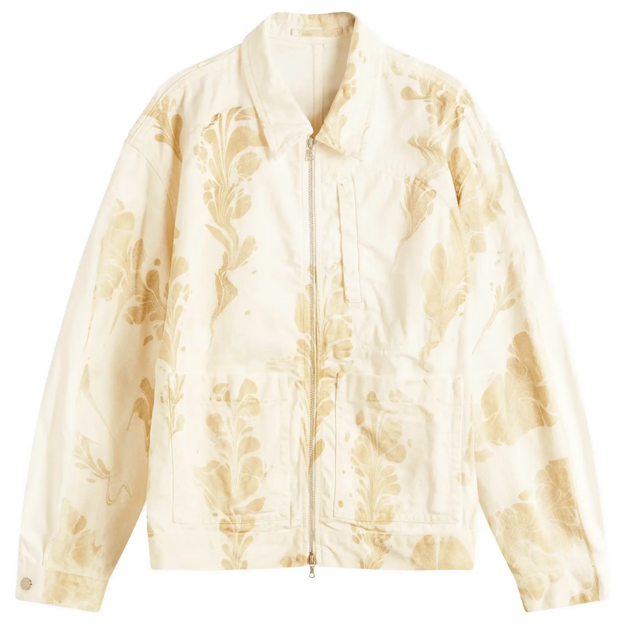 Dries Van Noten Men's Veper Japanese Print Shirt Jacket White