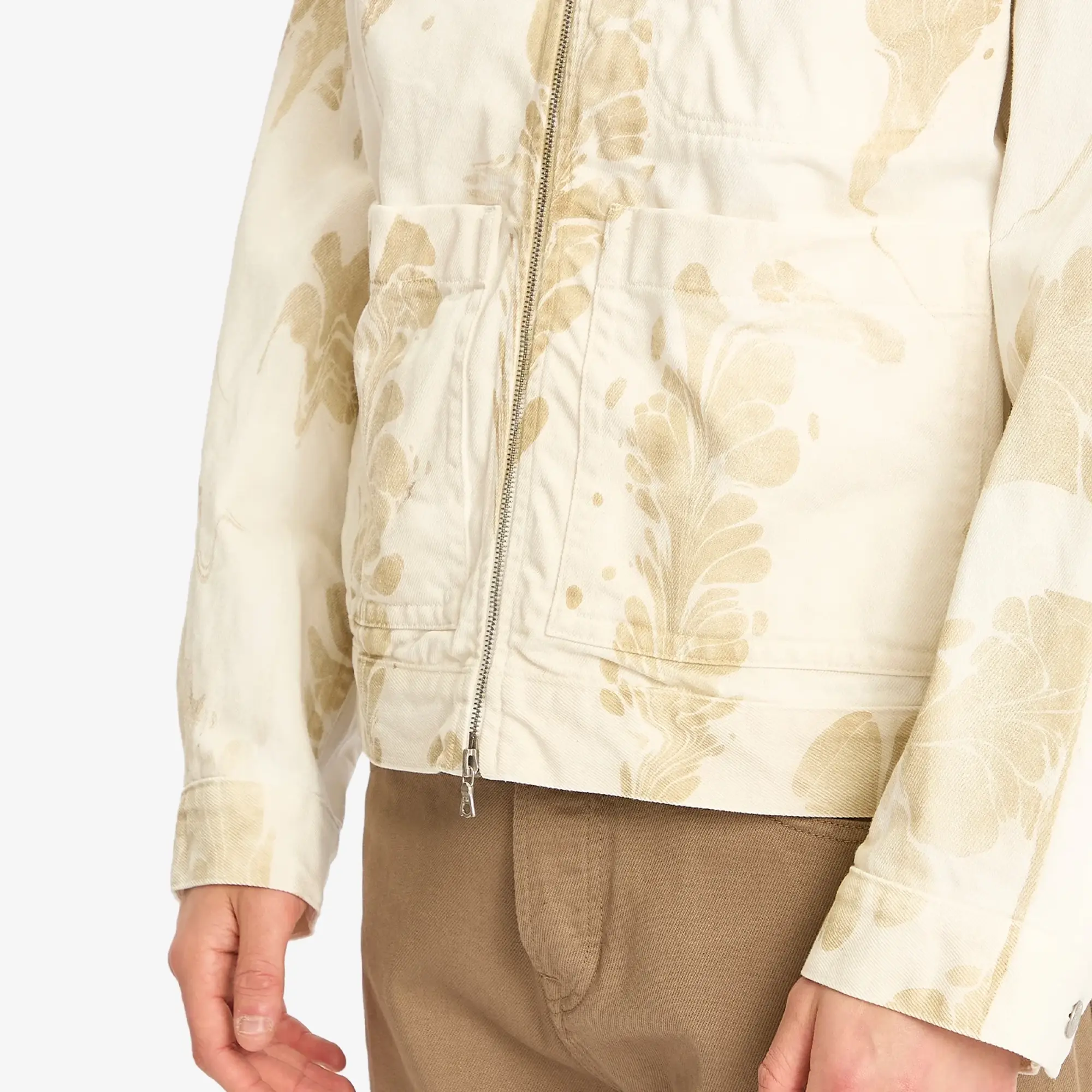 Dries Van Noten Men's Veper Japanese Print Shirt Jacket White