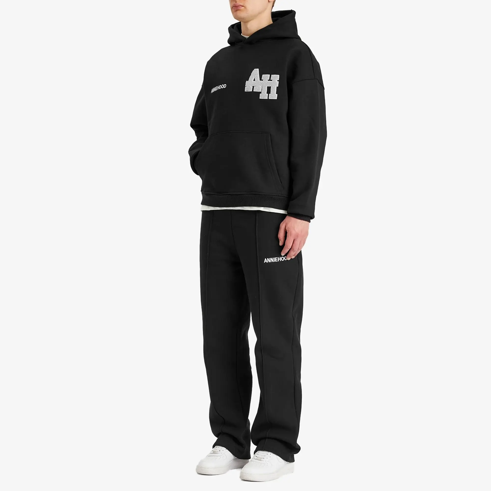 ANNIE HOOD Men's College Hoodie Black