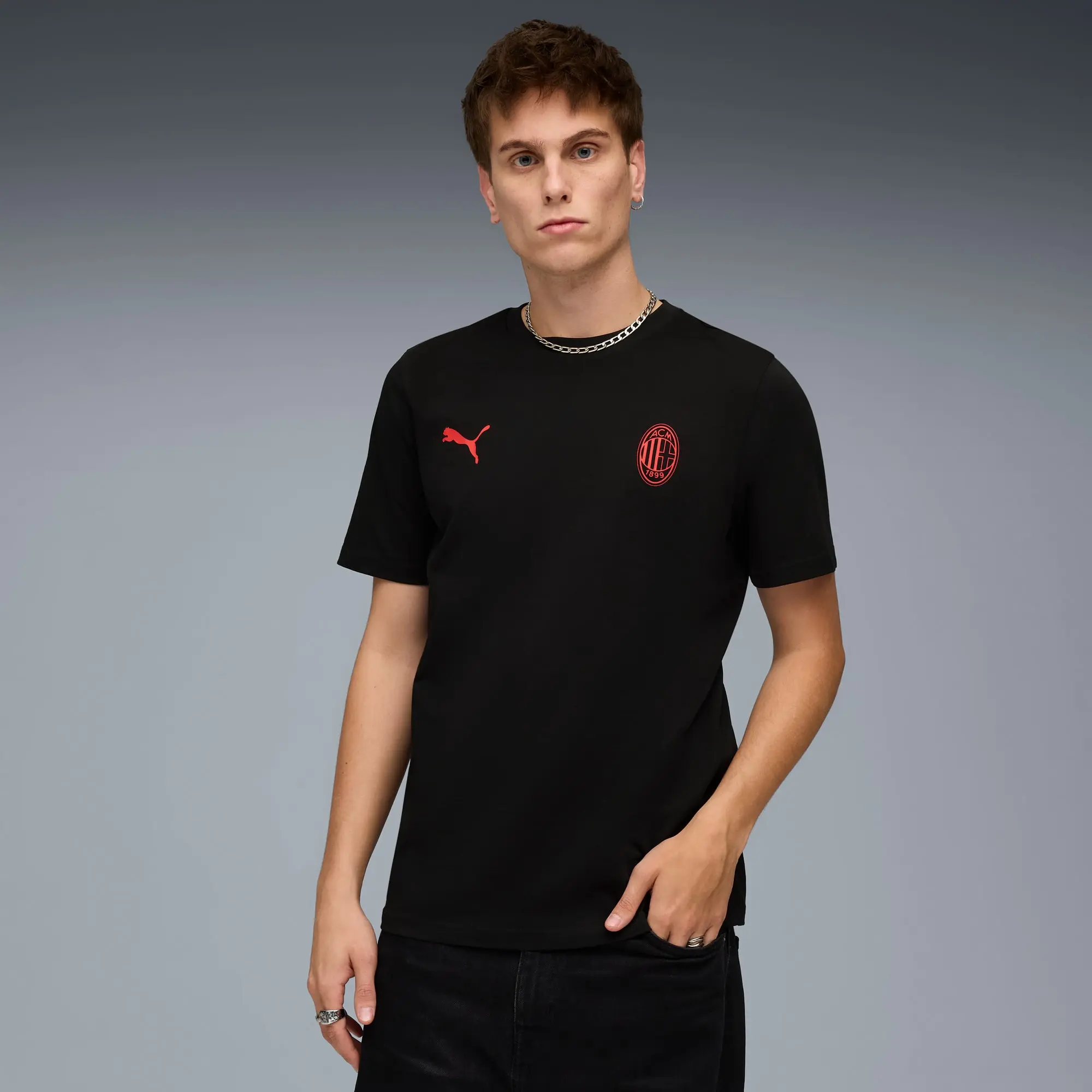 PUMA AC Milan Ftblessentials T-Shirt Men, Black/For All Time Red, size 3XL