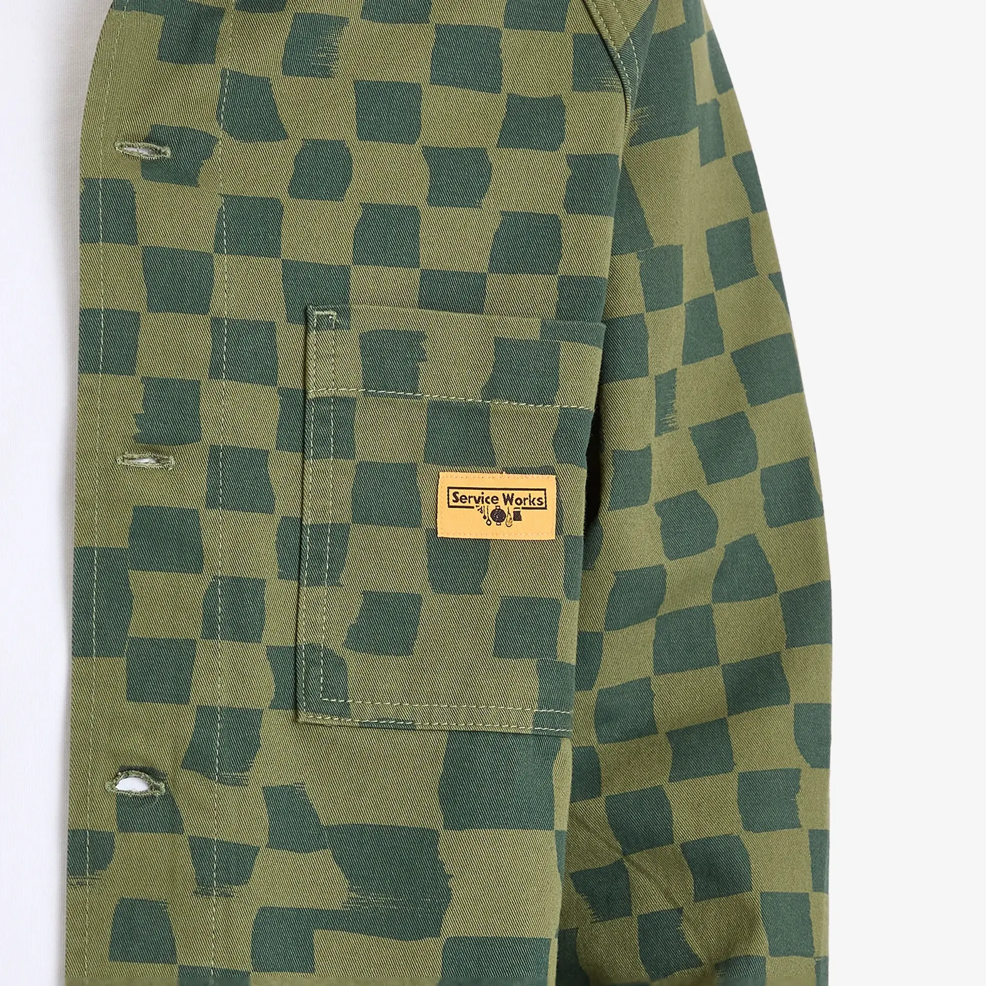 Service Works Men's Drill Printed Foh Jacket Olive Checker