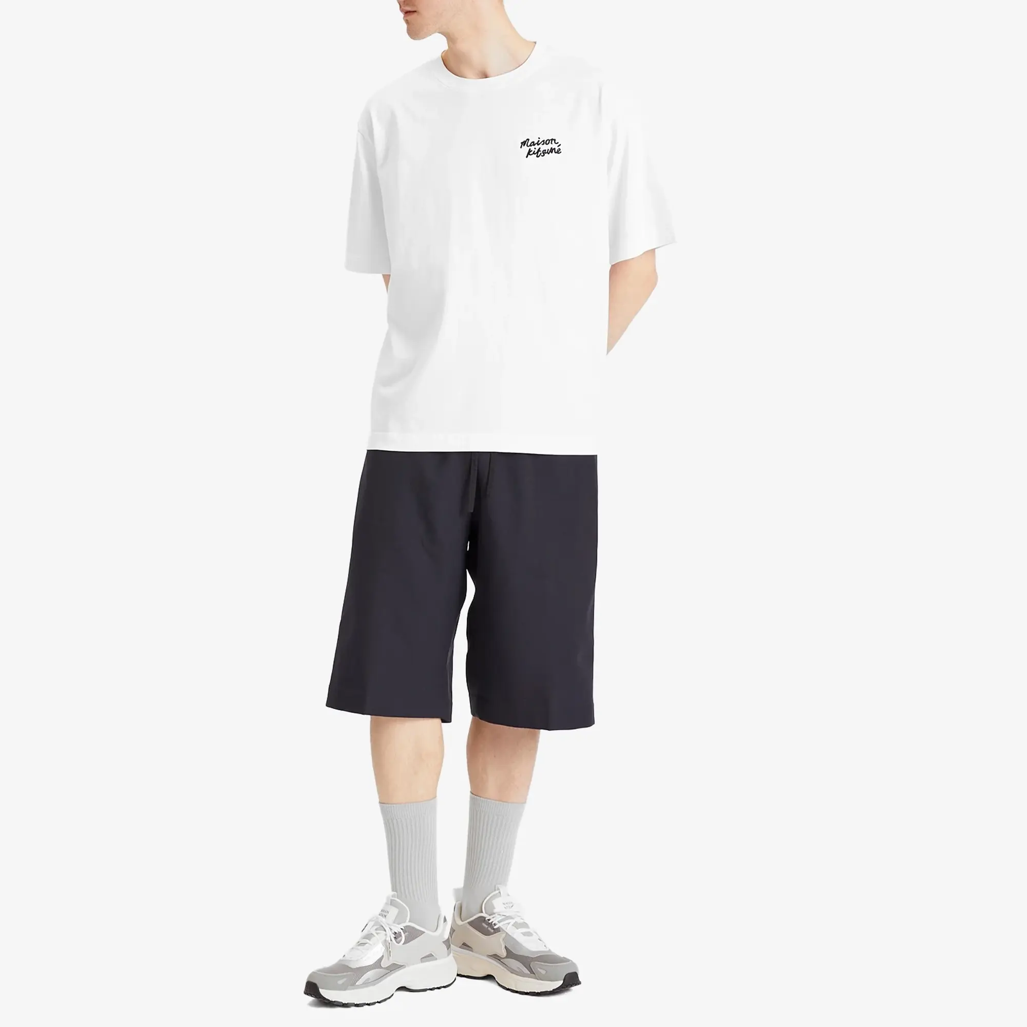 Maison Kitsune Handwriting Embroidery Oversize T-Shirt White/Black