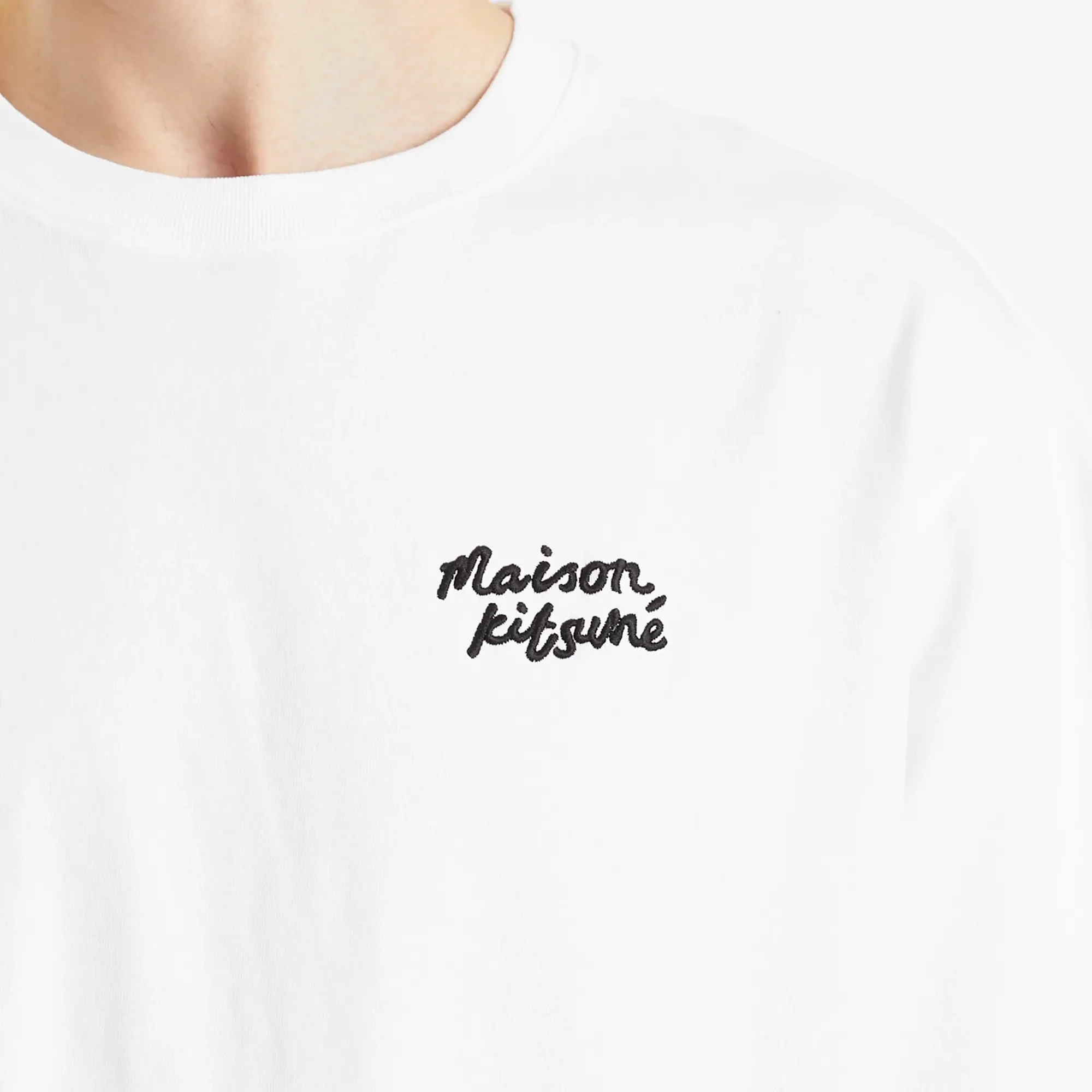 Maison Kitsune Handwriting Embroidery Oversize T-Shirt White/Black