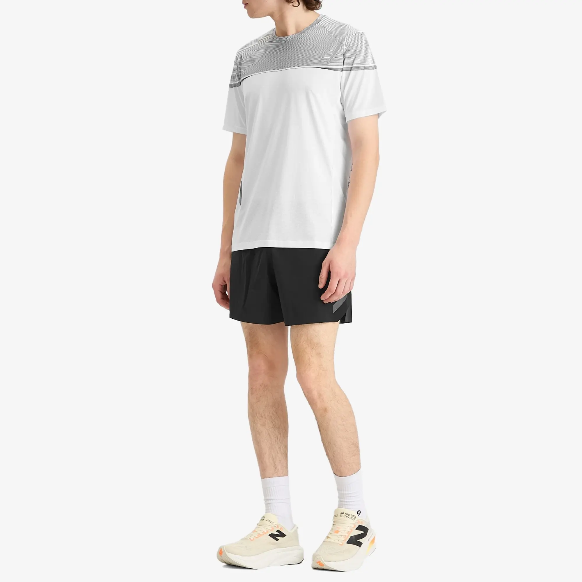 SOAR Men's Printed Tech T-Shirt White/Black Stripe