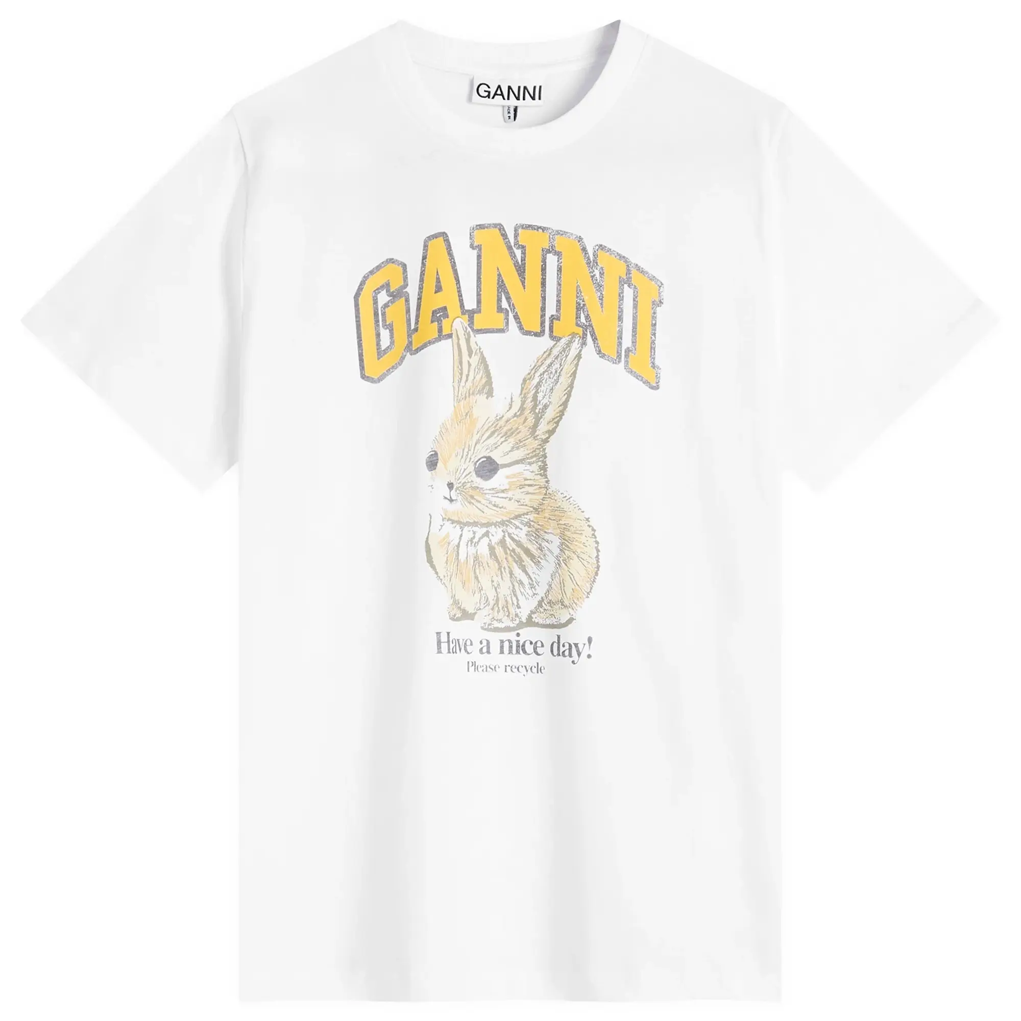 GANNI Women's Basic Jersey Baby Bun Relaxed T-Shirt Bright White