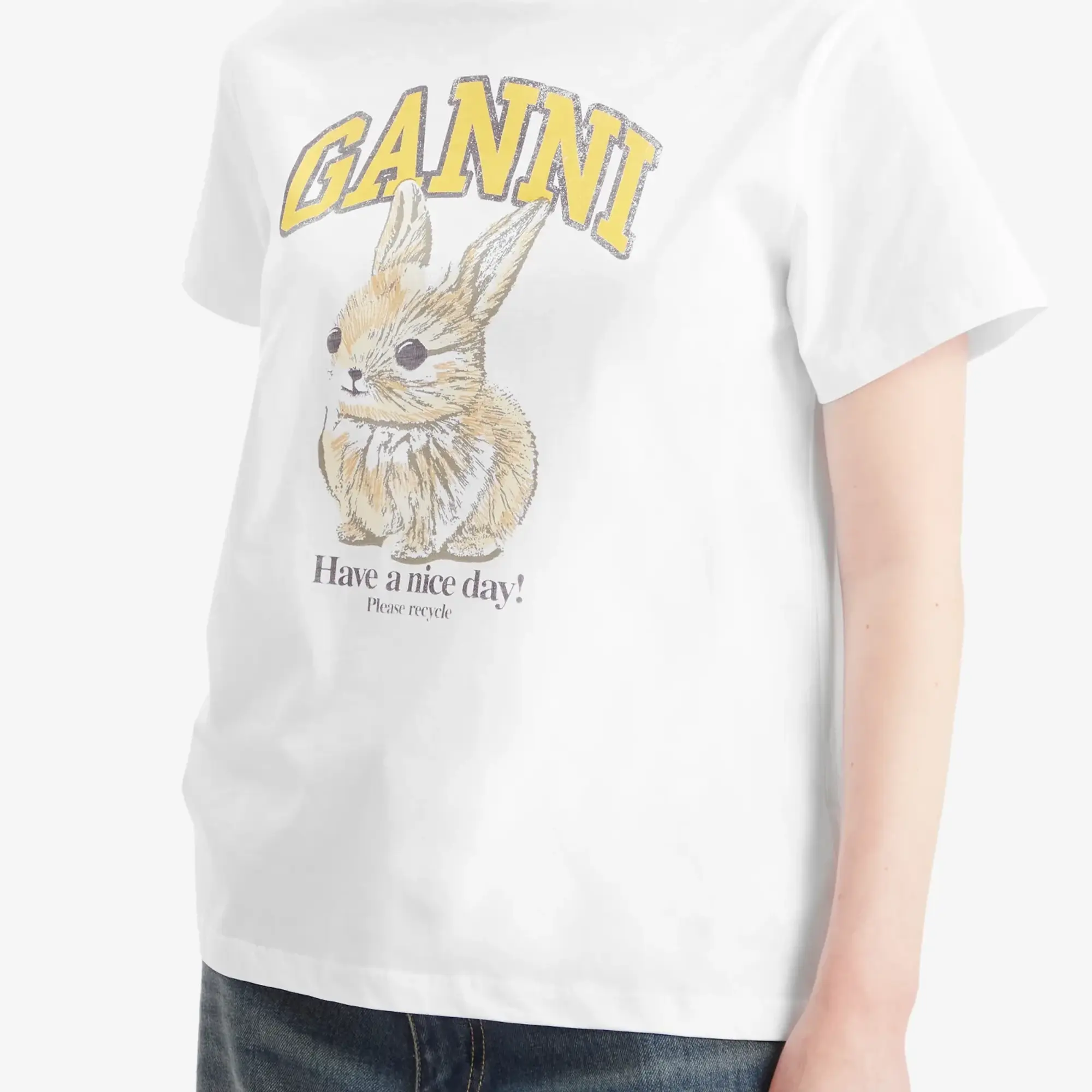 GANNI Women's Basic Jersey Baby Bun Relaxed T-Shirt Bright White