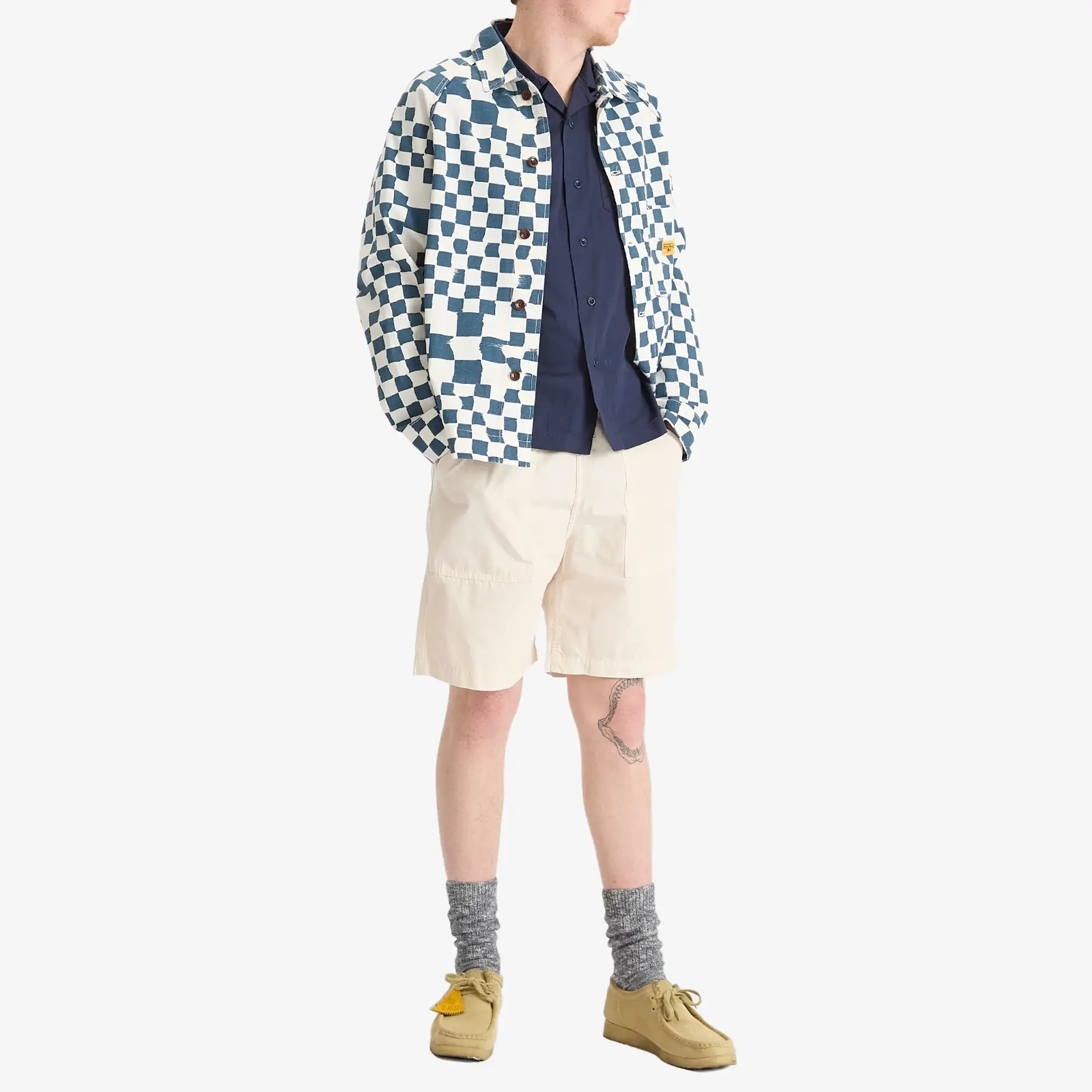 Service Works Men's Drill Printed Foh Jacket Teal Checker