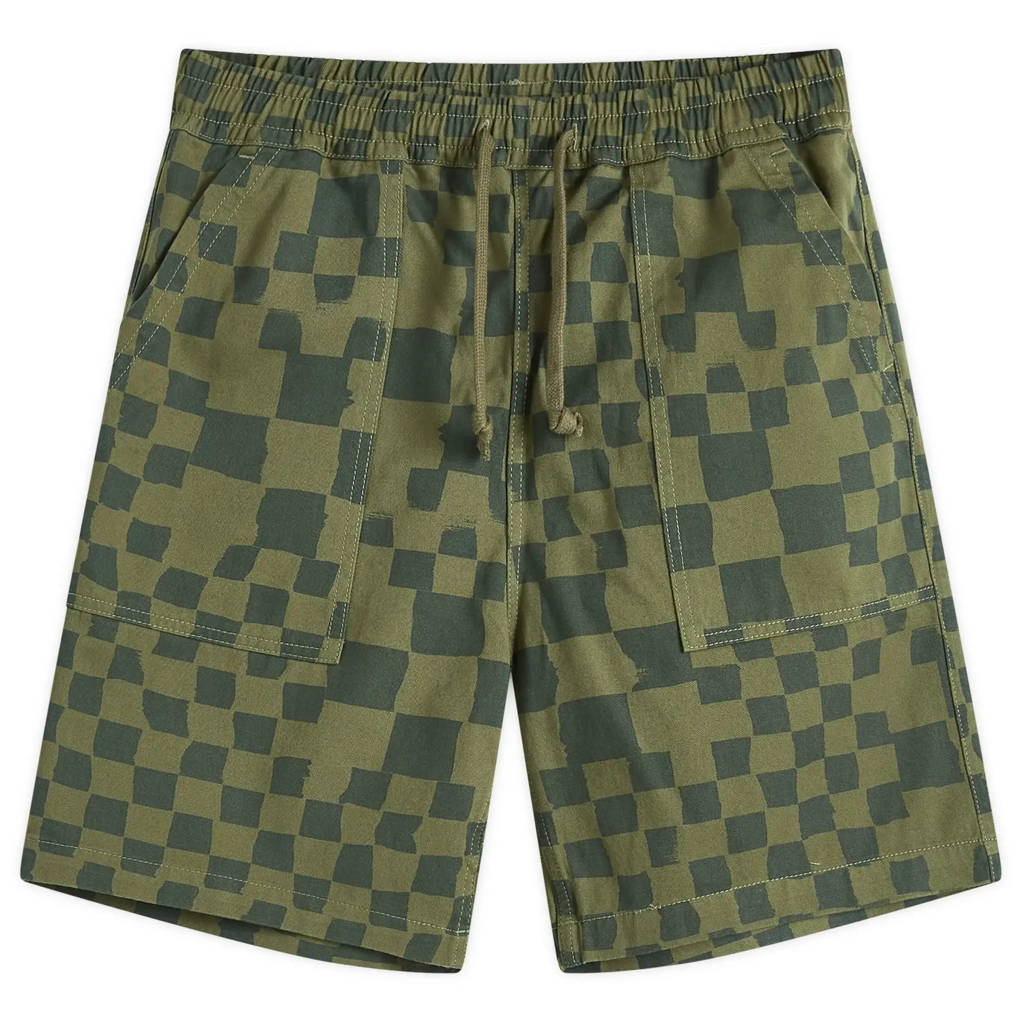 Service Works Men's Printed Chef Short Olive Checker