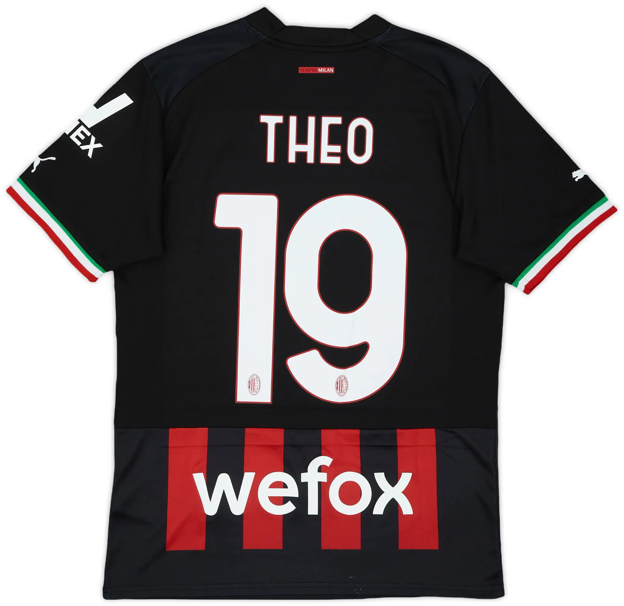 2022-23 AC Milan Home Shirt Theo #19 - 9/10 - (S)
