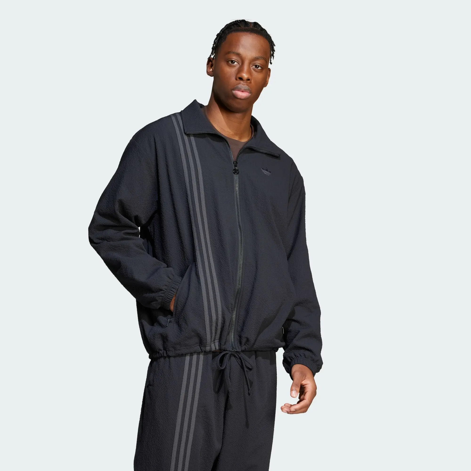 adidas Originals Men Fashion Seersucker Firebird Track Top