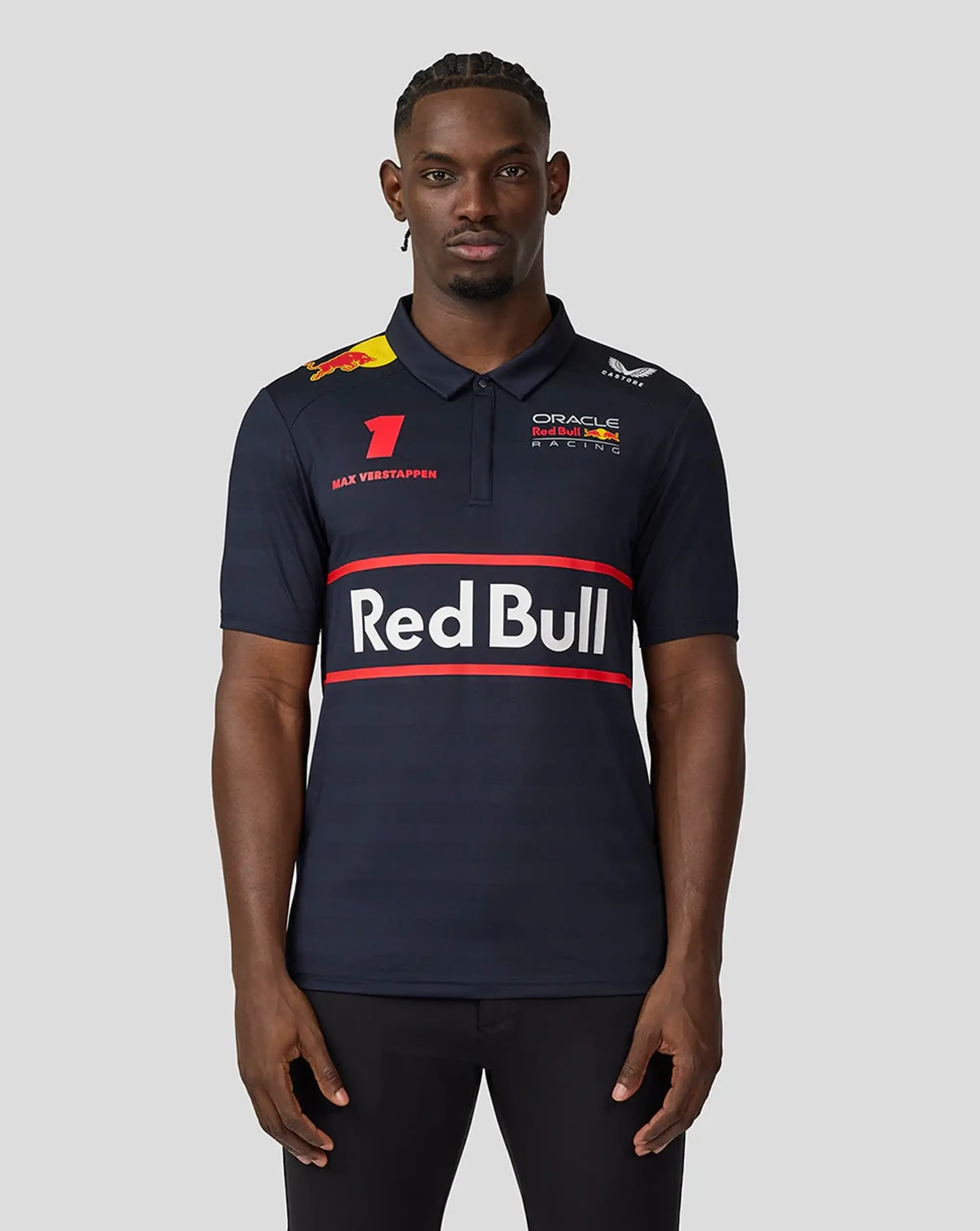 Castore Oracle Red Bull Racing Mens Teamline Short Sleeve Polo Shirt Max Verstappen - Night Sky