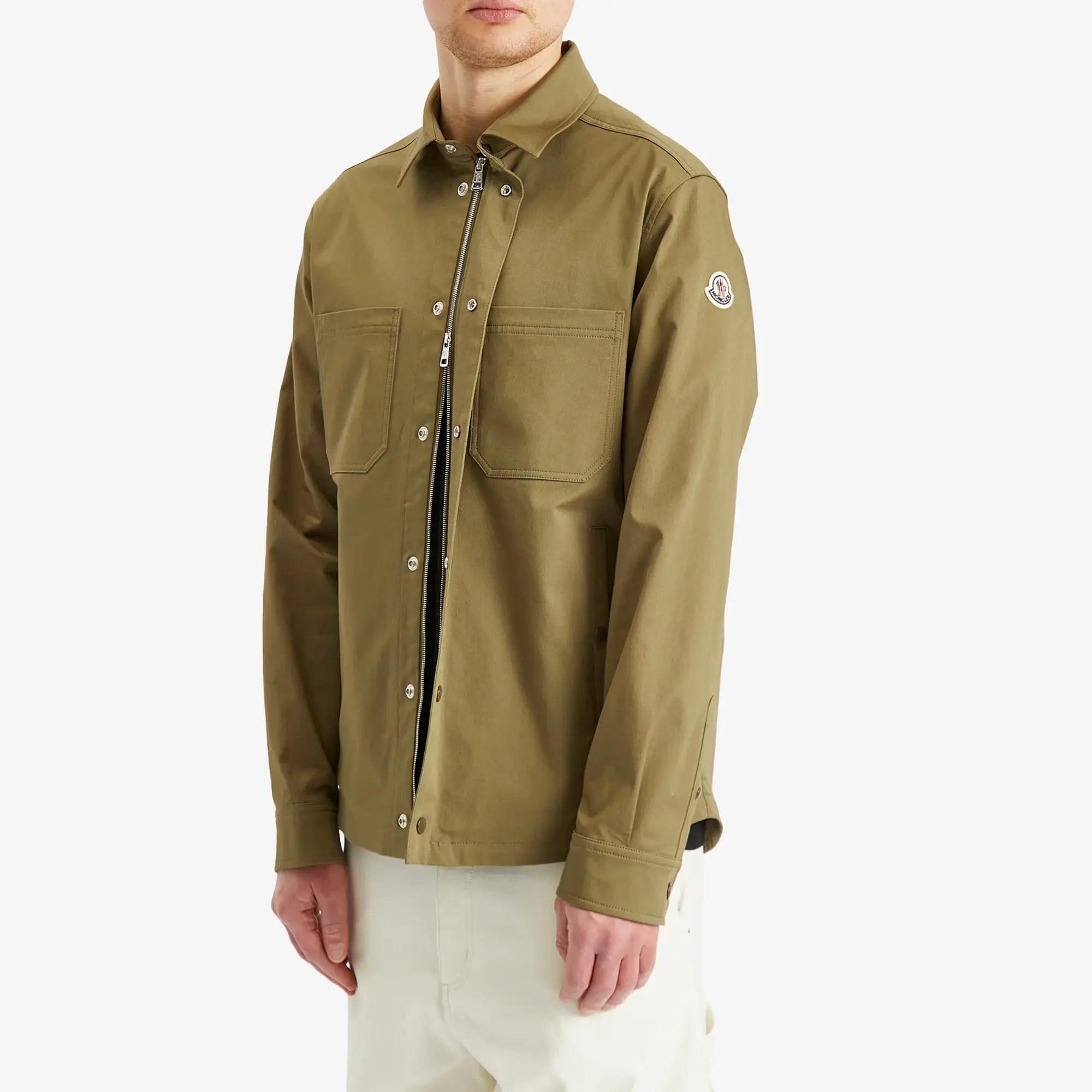 Moncler Men's Gabardine Cotton Shirt Green