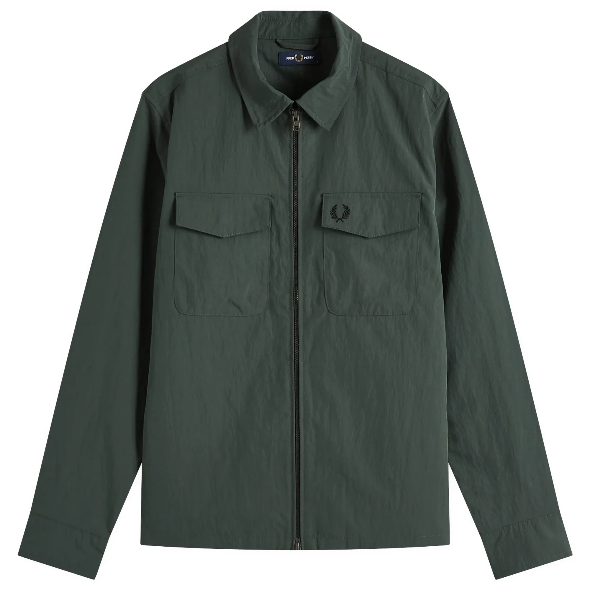 FRED PERRY Zip Overshirt オーバーシャツジャケット L Fred Perry Men's Zip Through Overshirt Court Green | M5684-X89