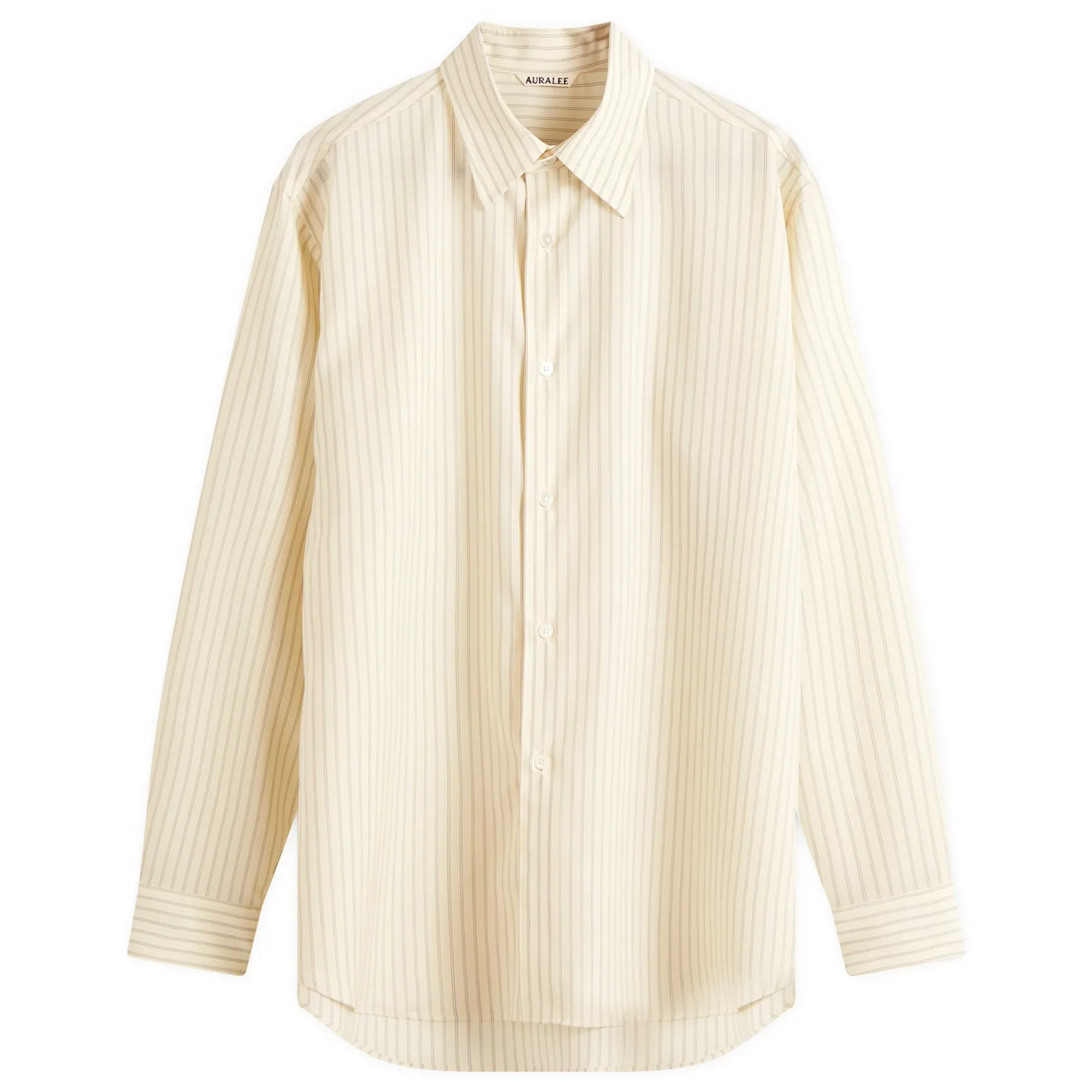 Auralee Men's Super Fine Wool Stripe Shirt Ivory Stripe